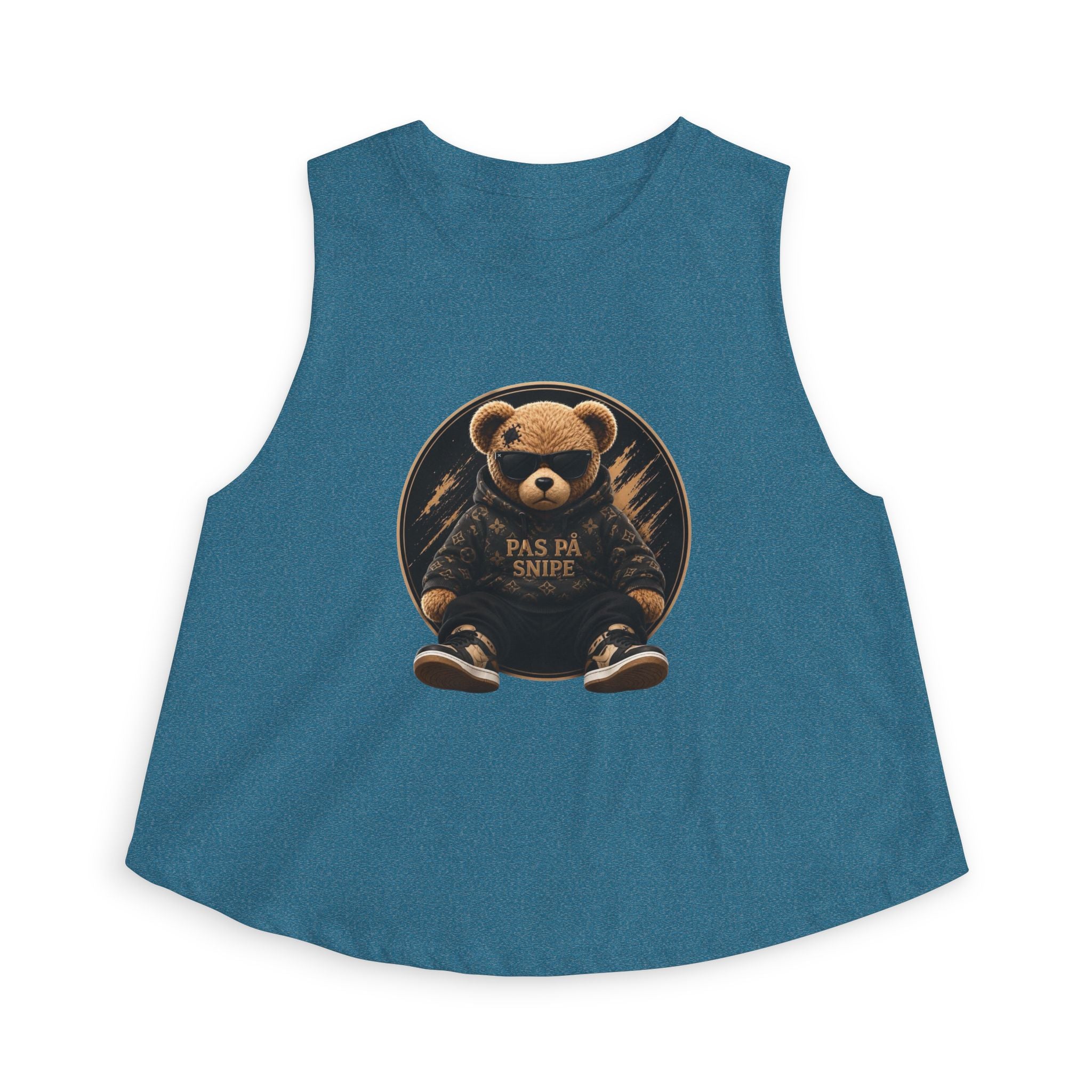 Cute Teddy Bear Graphic Crop Top — "Pas På Snipé" Women's Tank