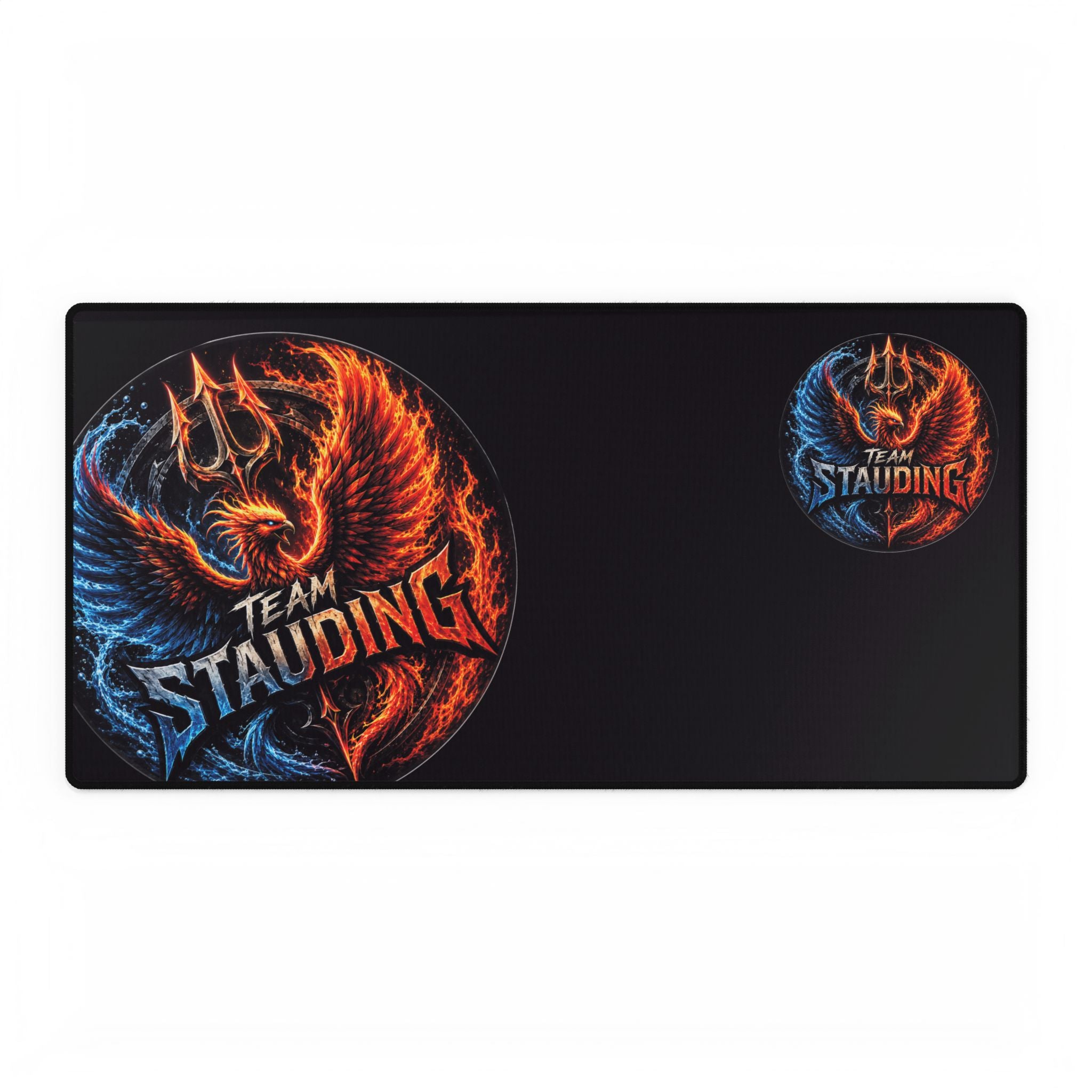 Gaming Desk Mat — Large Black Mouse Pad with Mascot