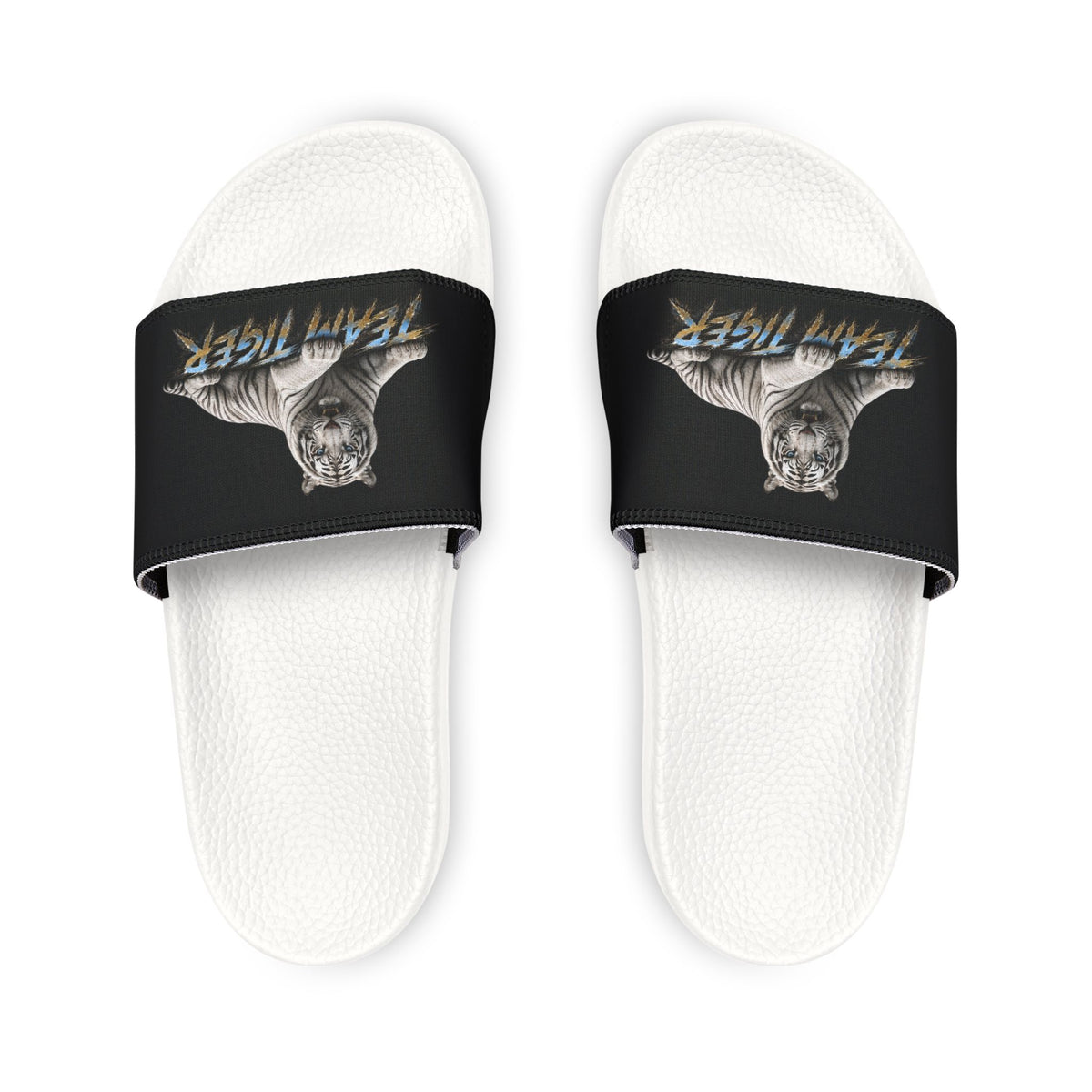 Tiger Graphic Slide Sandals — "Team Tiger" Removable-Strap Men's Slides