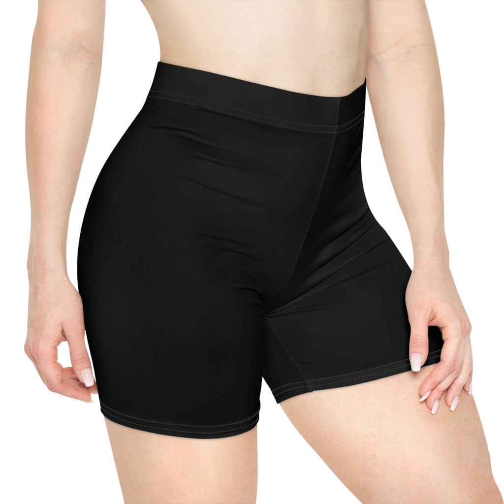 Next Level Logo Women's Biker Shorts — Black Athletic Cycling Shorts