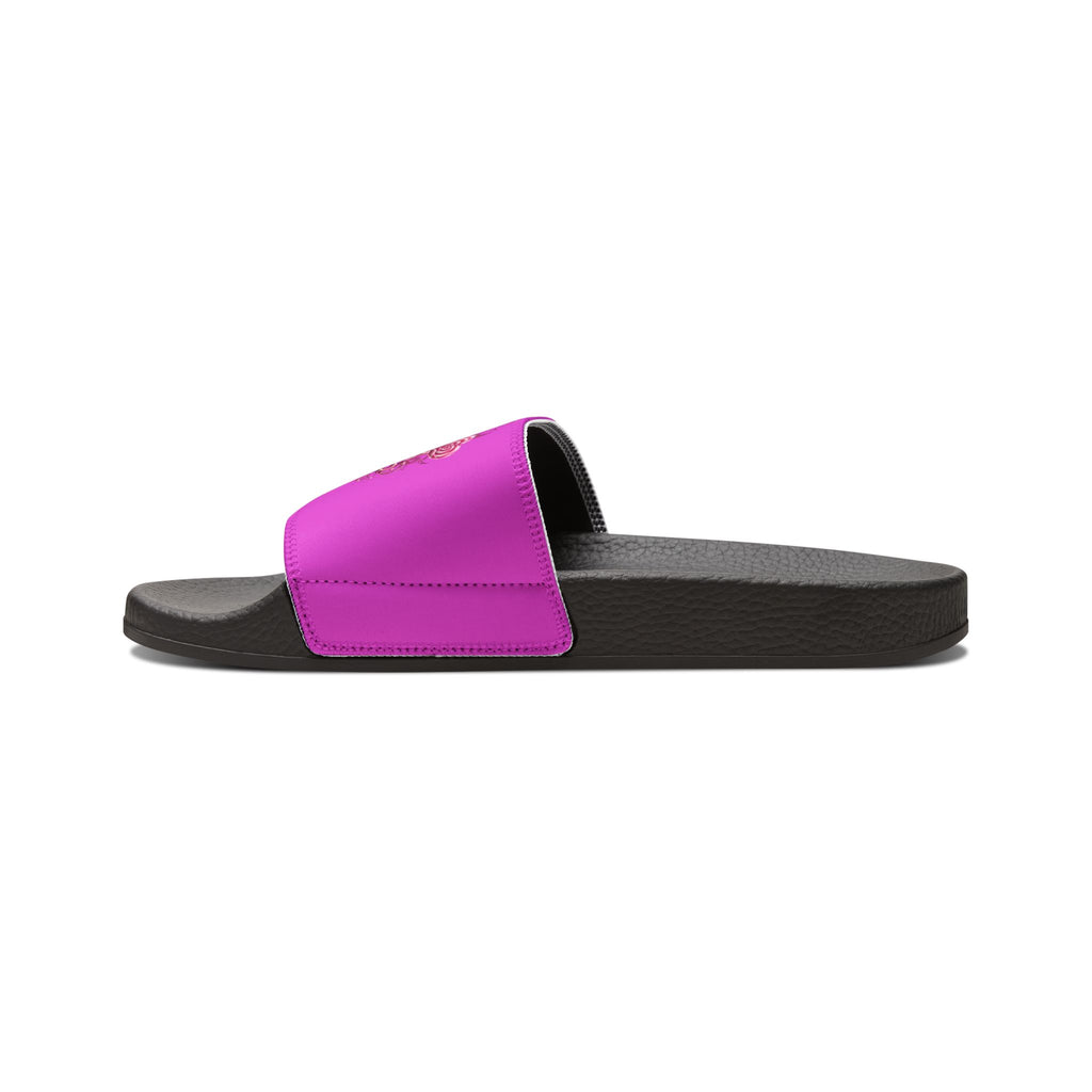 Men's Slide Sandals — Pink Floral 'Epic Mom' Embossed Strap