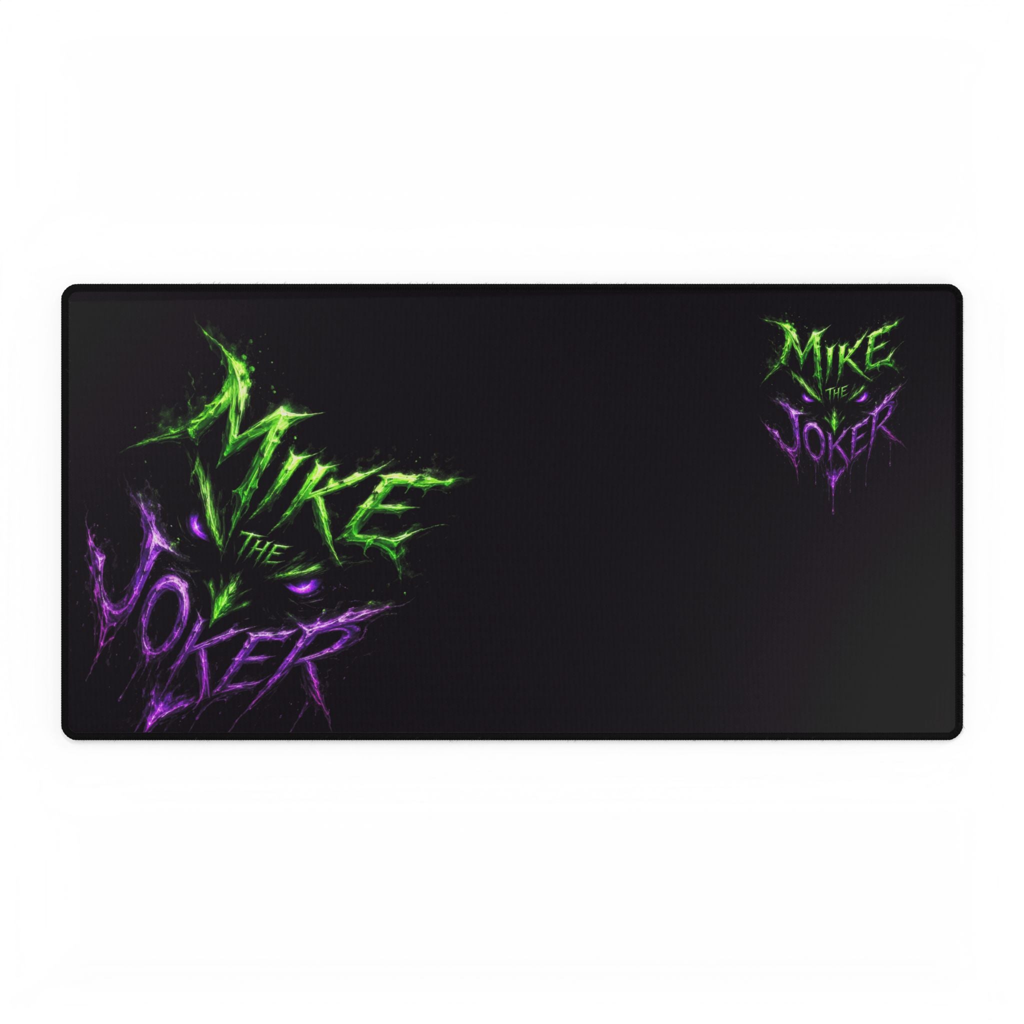 Mike the Joker Neon Desk Mat — Gamer Desk Pad with Green & Purple Graffiti