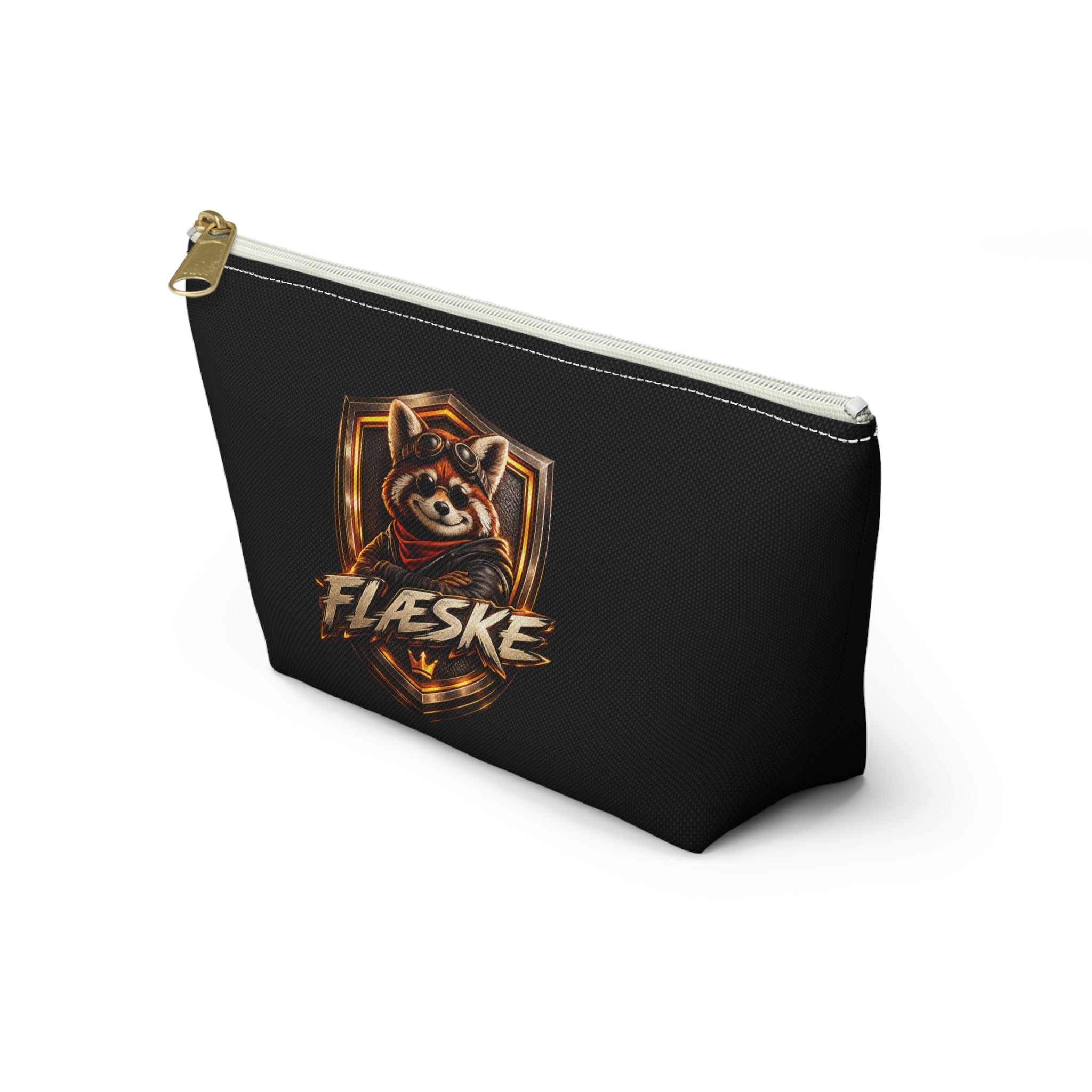 Flæske Red Panda Emblem Accessory Pouch — T‑Bottom Makeup & Gadget Organizer