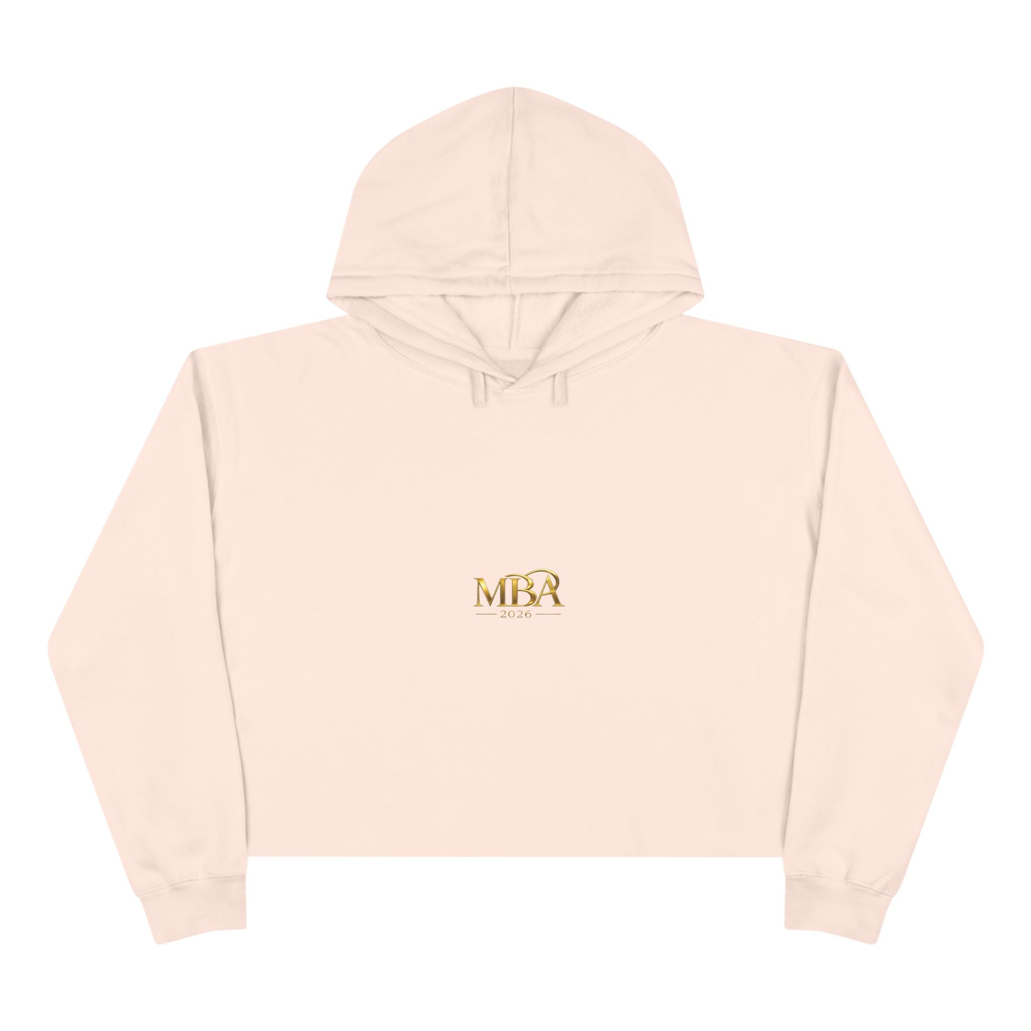 MBA 2026 Cropped Hoodie — Gold Logo Fashion Crop Hoodie