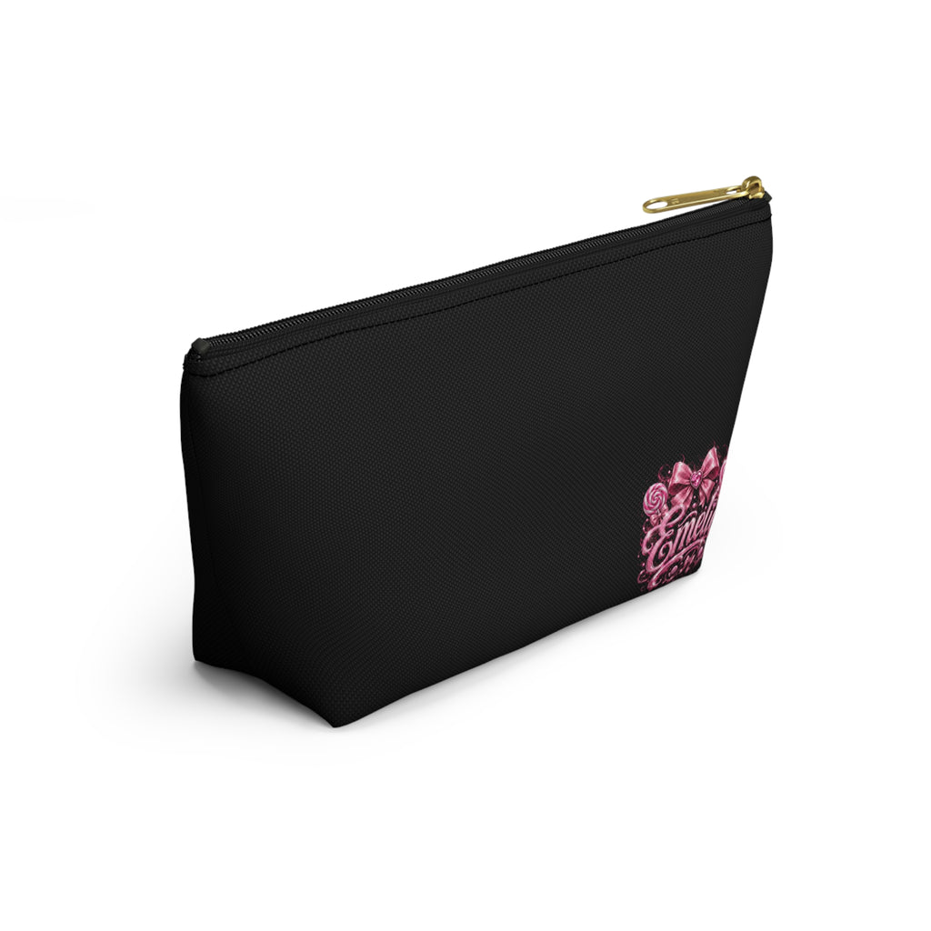 Personalized 'Emelie' Cosmetic Pouch — Pink Bow & Roses Accessory Bag