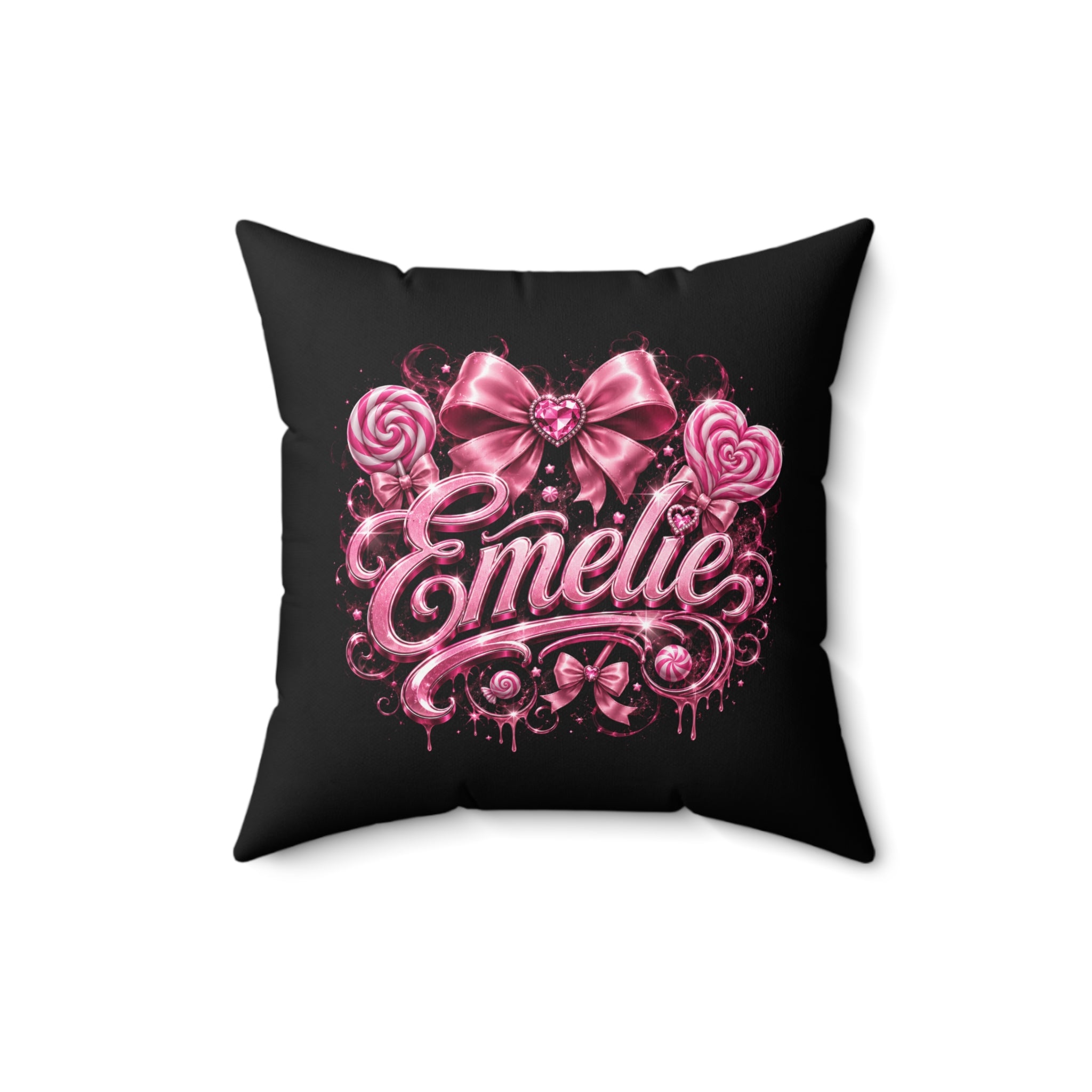 Emelie Pink Ribbon Decorative Throw Pillow