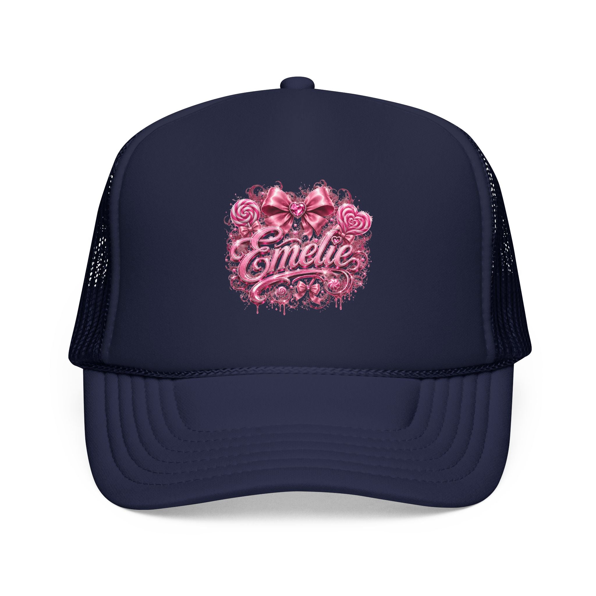 Trucker Hat — Pink Floral 'Enele' Bow Logo