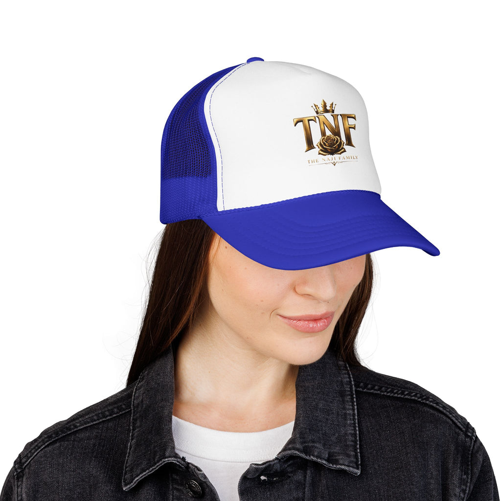 TNF Gold Rose Trucker Hat — The Dark Family Logo Foam Cap