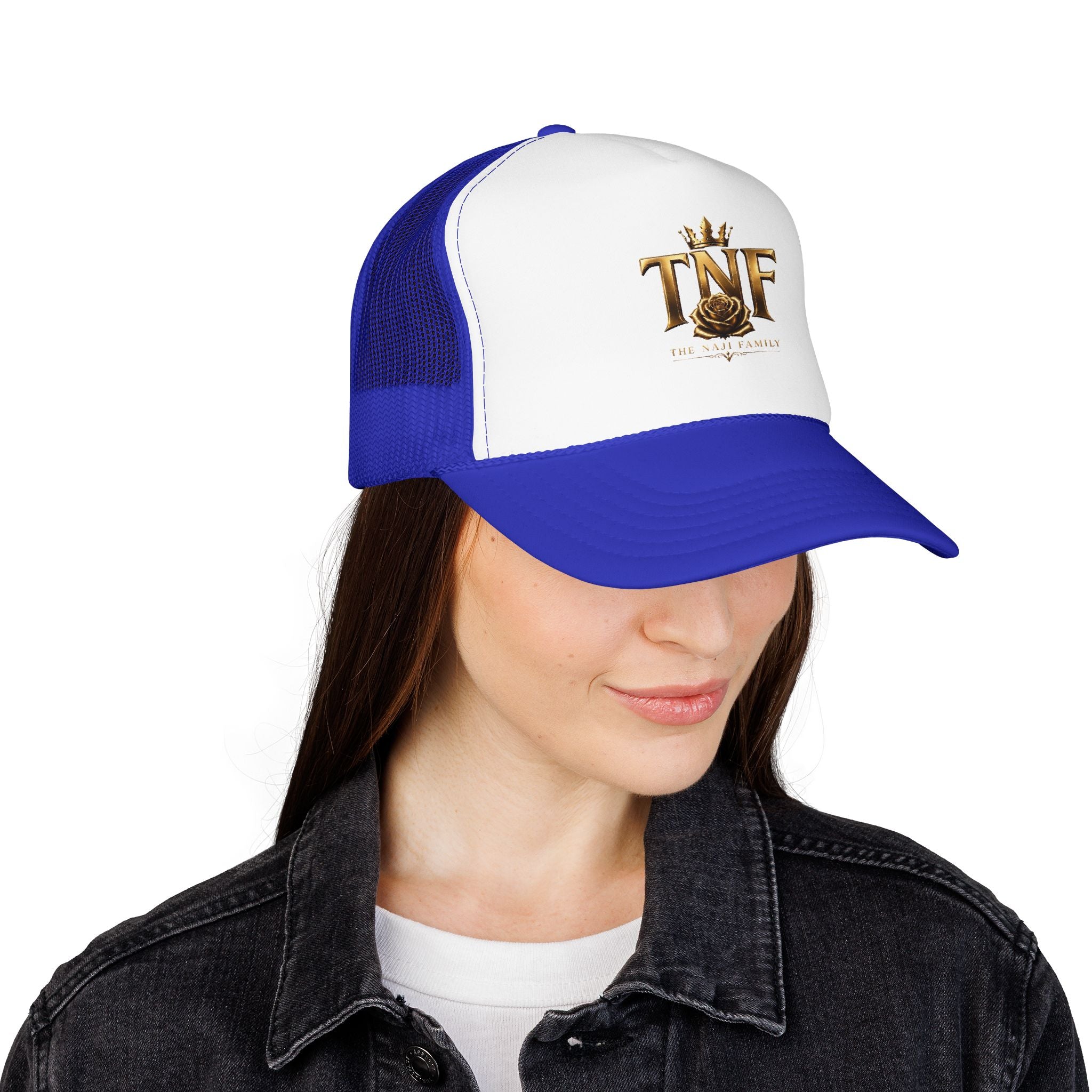 TNF Gold Rose Trucker Hat — The Dark Family Logo Foam Cap
