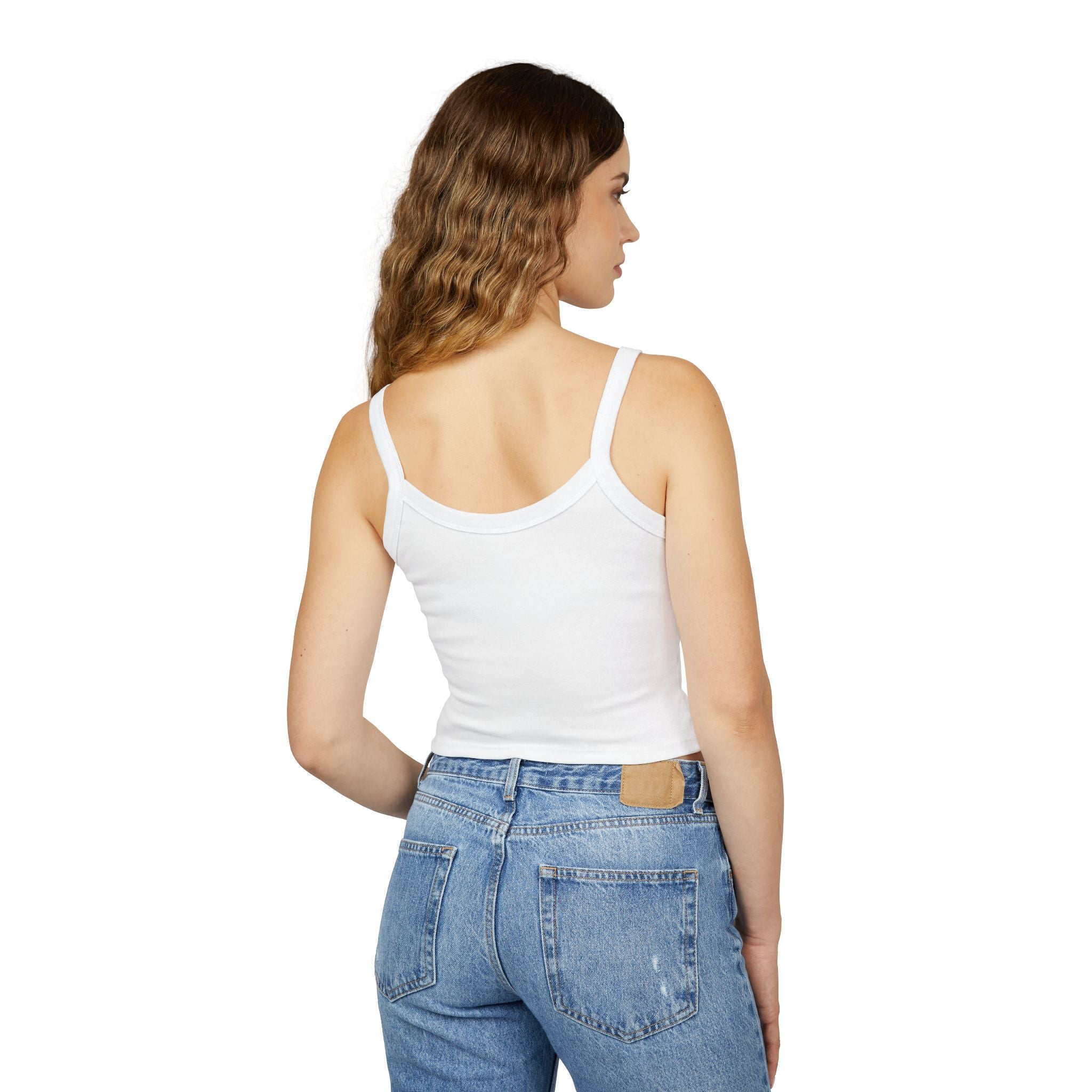 Blue Butterfly Crop Tank — "Team Bird" Women's Spaghetti Strap Top
