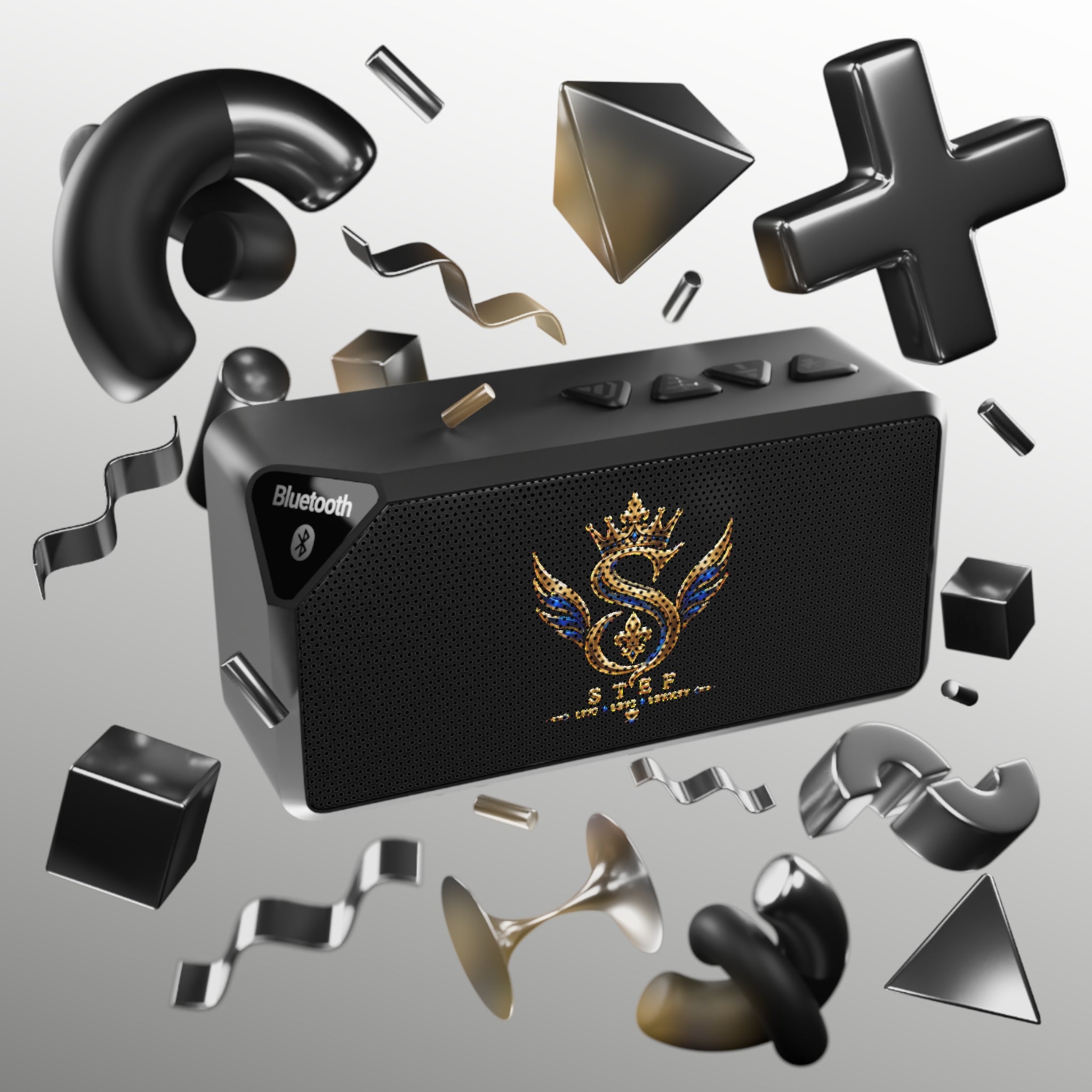 Bluetooth Speaker — Gold Crown Emblem Portable Wireless Speaker
