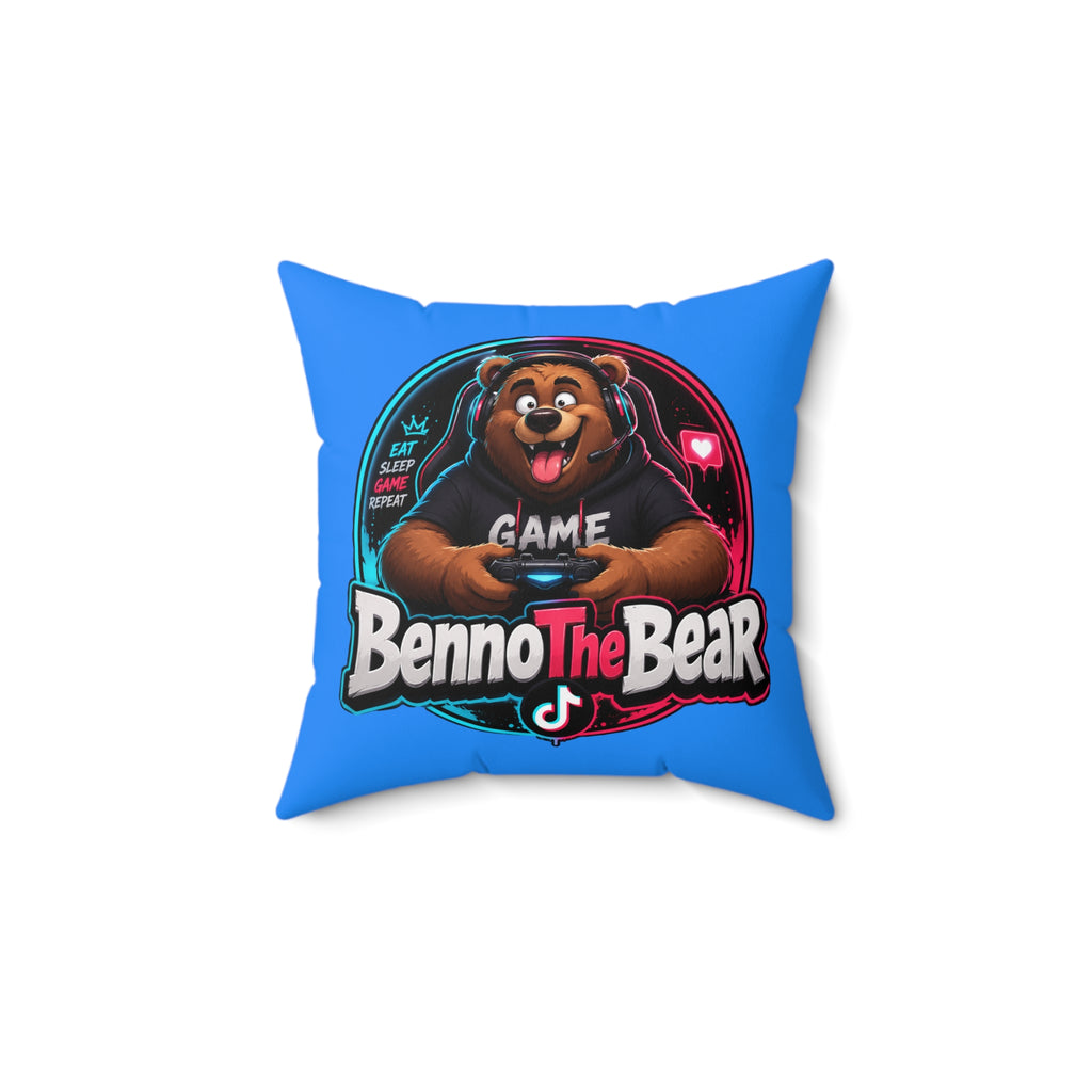 Benno The Bear Gaming Pillow — Cute Gamer Bear Decorative Throw Pillow