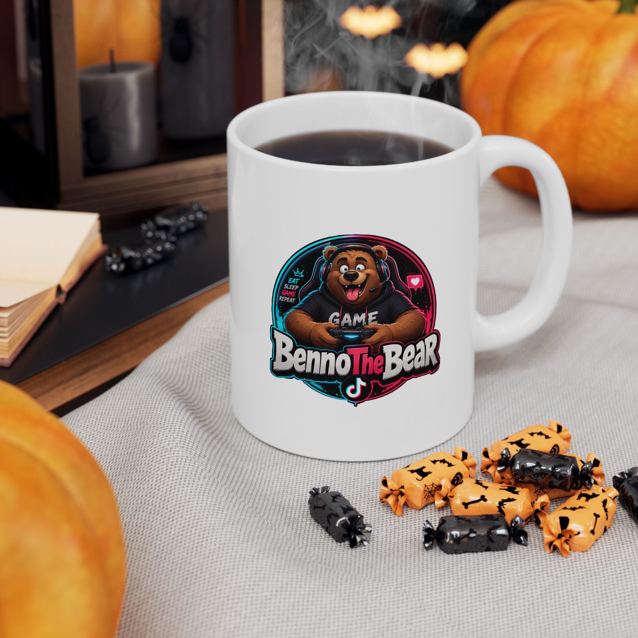 Bear Gamer Ceramic Mug — Cute Retro Gaming Bear Coffee Cup (11oz, 15oz)