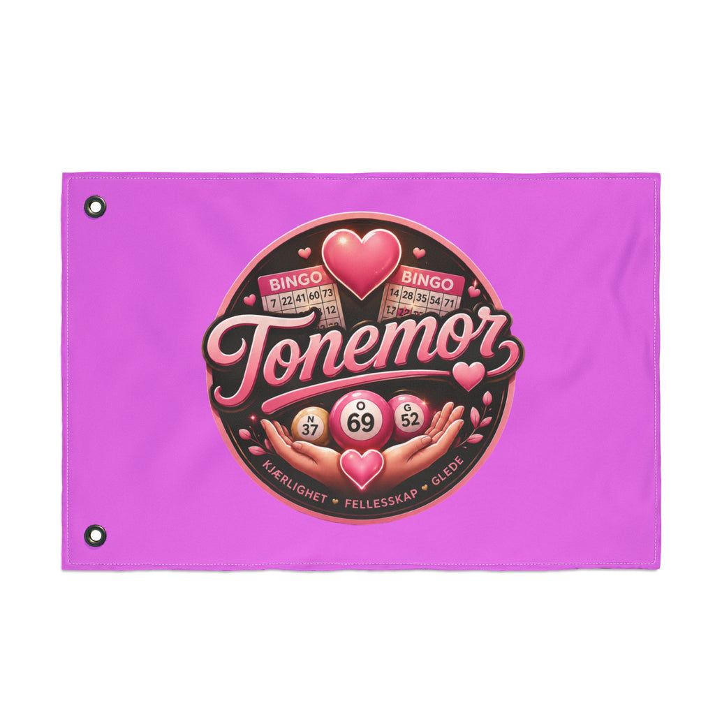 Tonemor Bingo Hearts Flag — Double-Sided Pink Decorative Flag