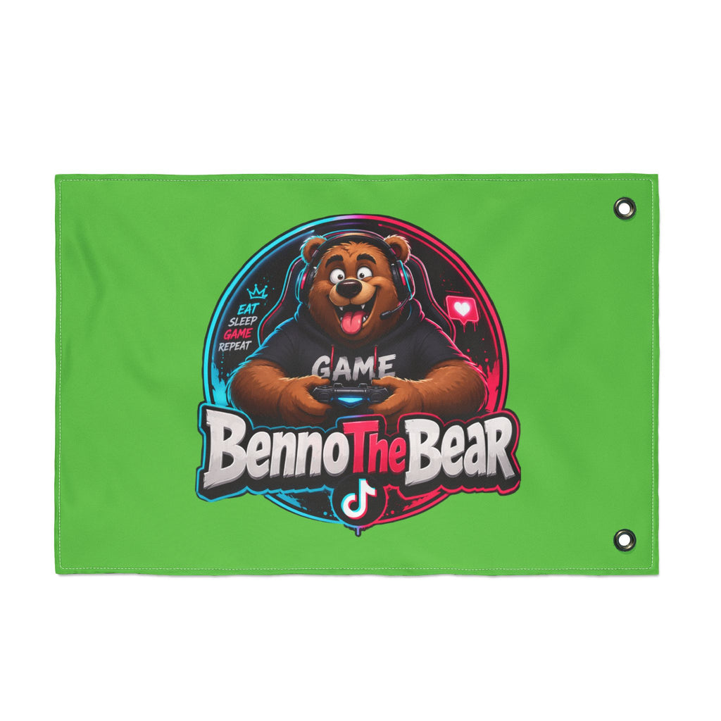 Benno The Bear Gaming Flag — Double-Sided Gamers Banner