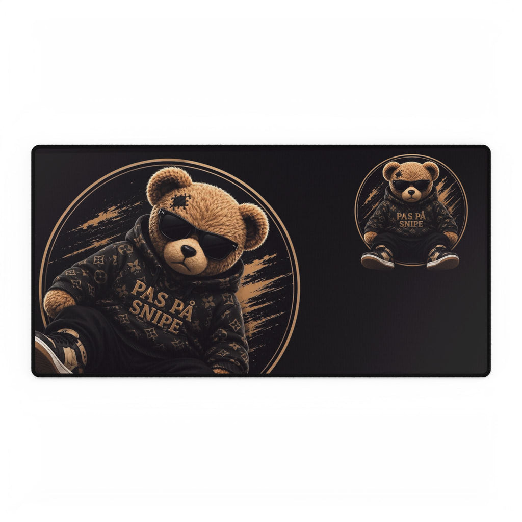 Pas På Snipe Teddy Desk Mat — XXL Gaming/Work Mousepad with Stylish Bear Design