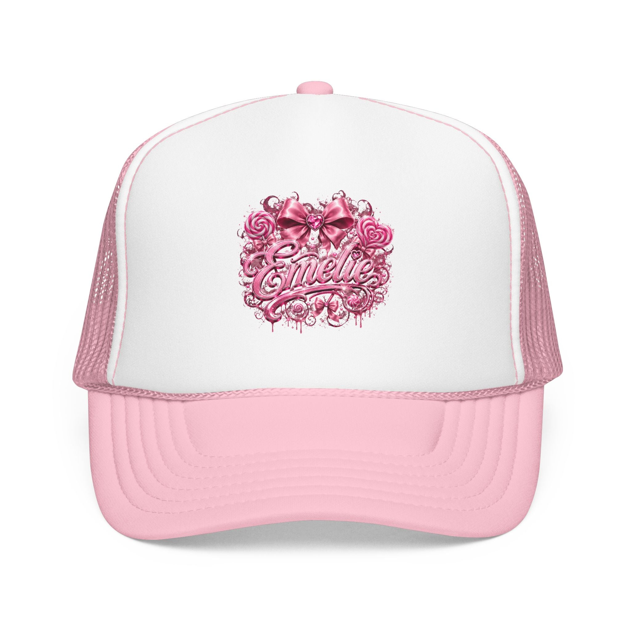 Trucker Hat — Pink Floral 'Enele' Bow Logo