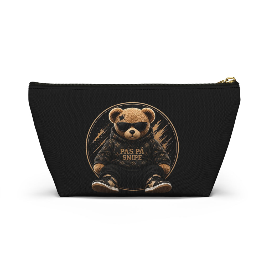 Teddy Bear Accessory Pouch - 'Pas På Snipe' Graphic Cosmetic Bag