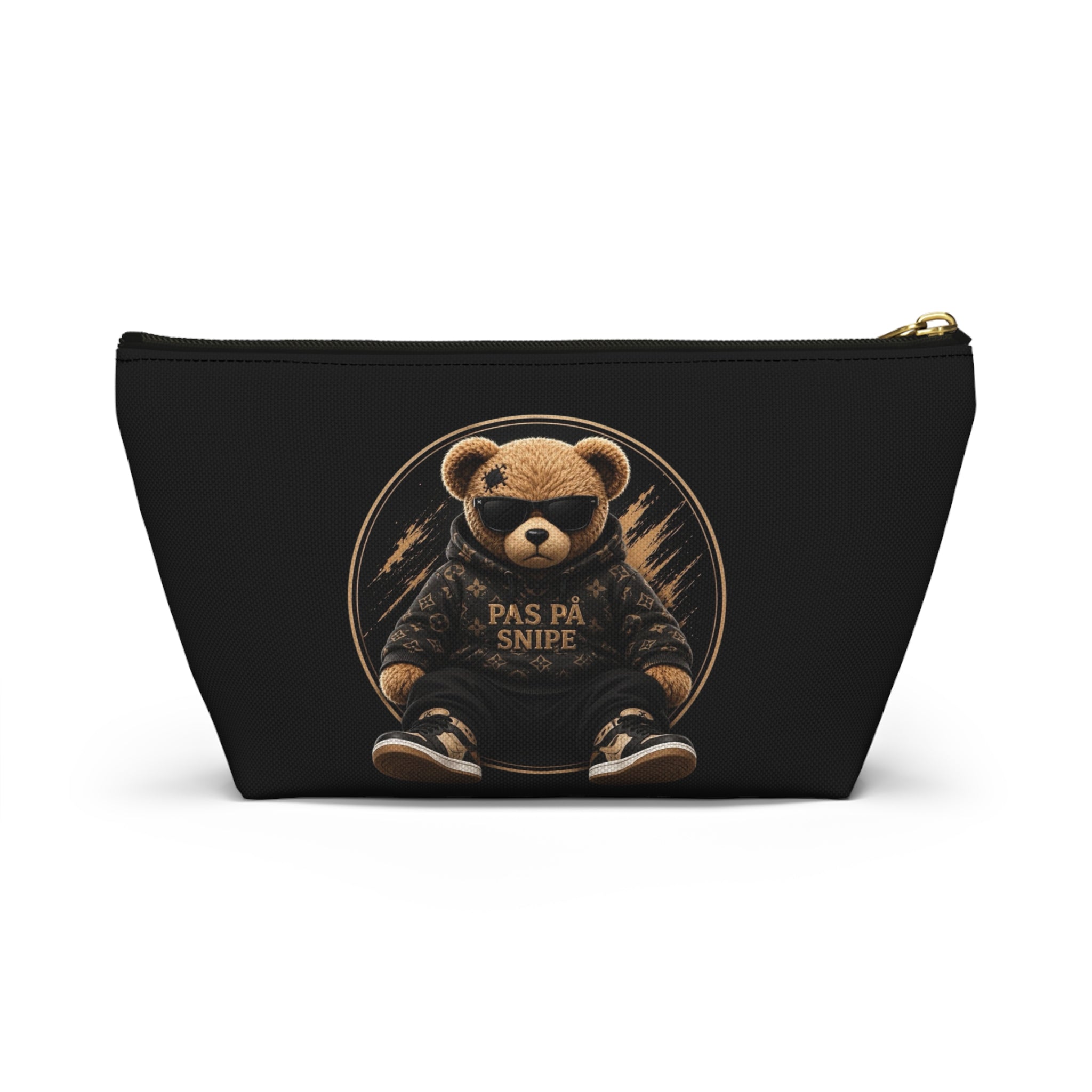 Teddy Bear Accessory Pouch - 'Pas På Snipe' Graphic Cosmetic Bag