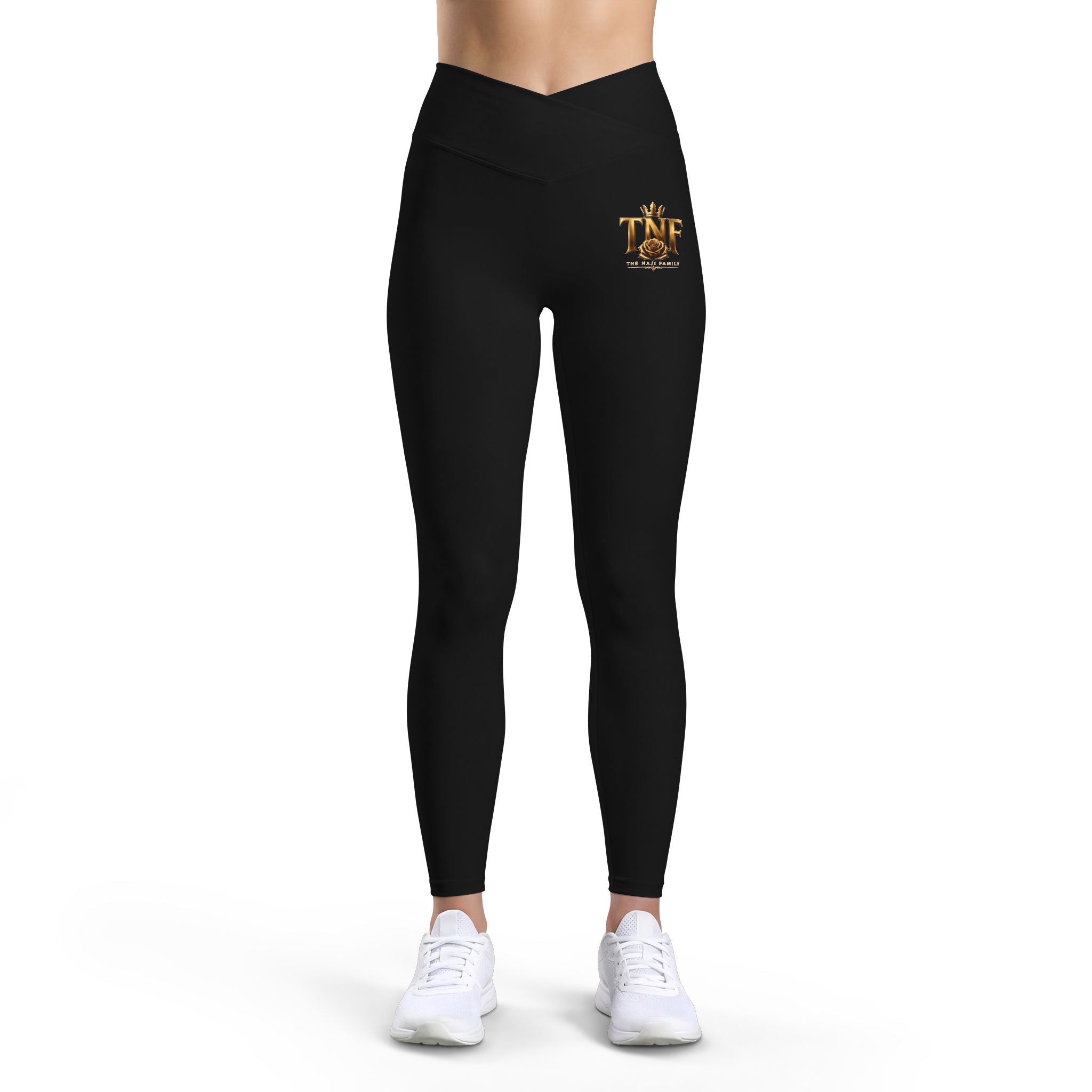 Women's Luxe Leggings — Gold Floral 'TNF' Logo High-Waist Active Leggings