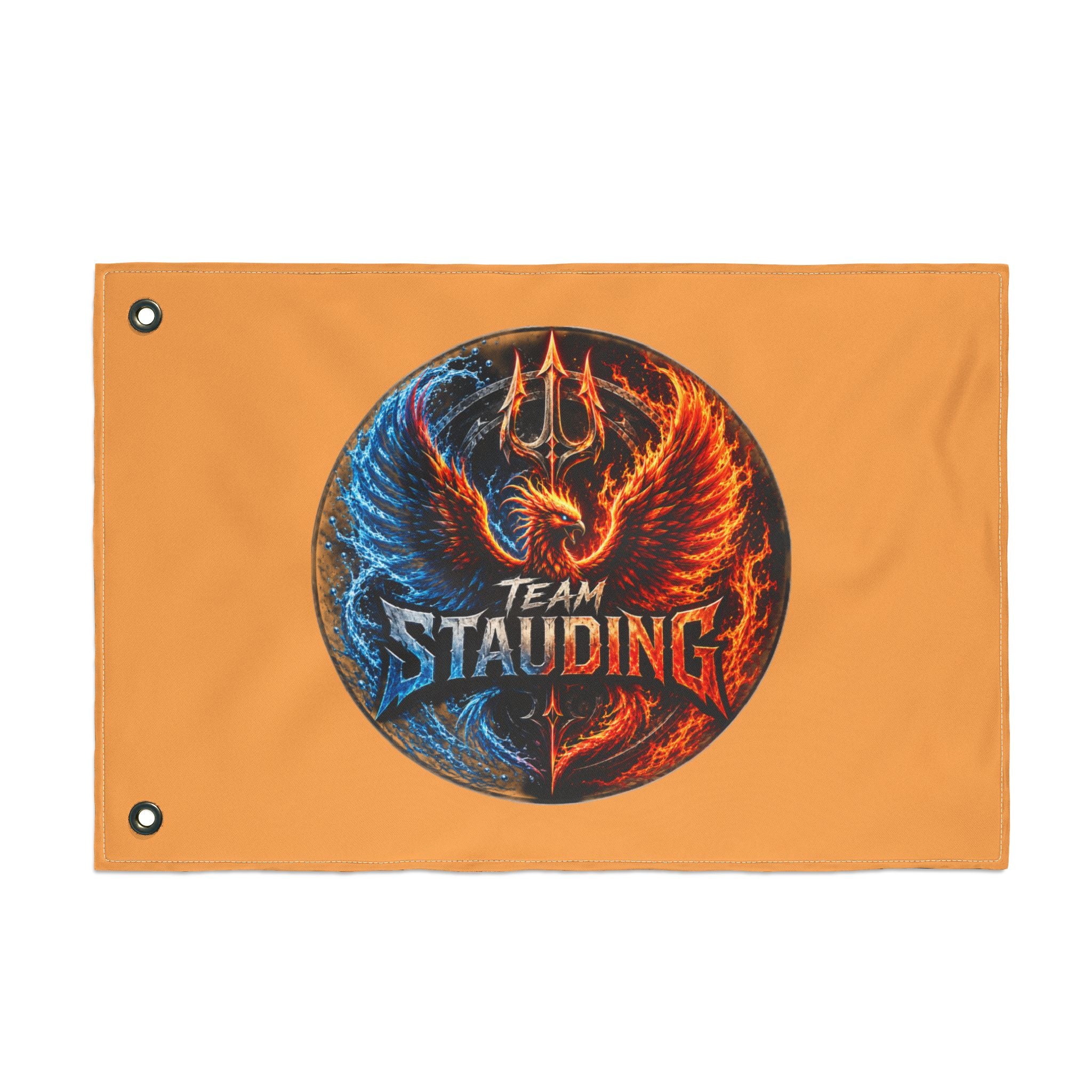 Team Stauding Double-Sided Flag — Fiery Phoenix Logo Outdoor Banner