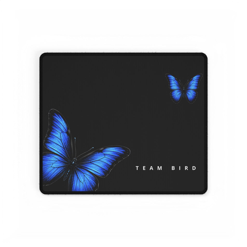 Blue Butterfly Desk Mat — 'TEAM BIRD' Gaming & Office Mousepad