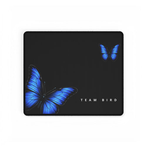 Blue Butterfly Desk Mat — 'TEAM BIRD' Gaming & Office Mousepad
