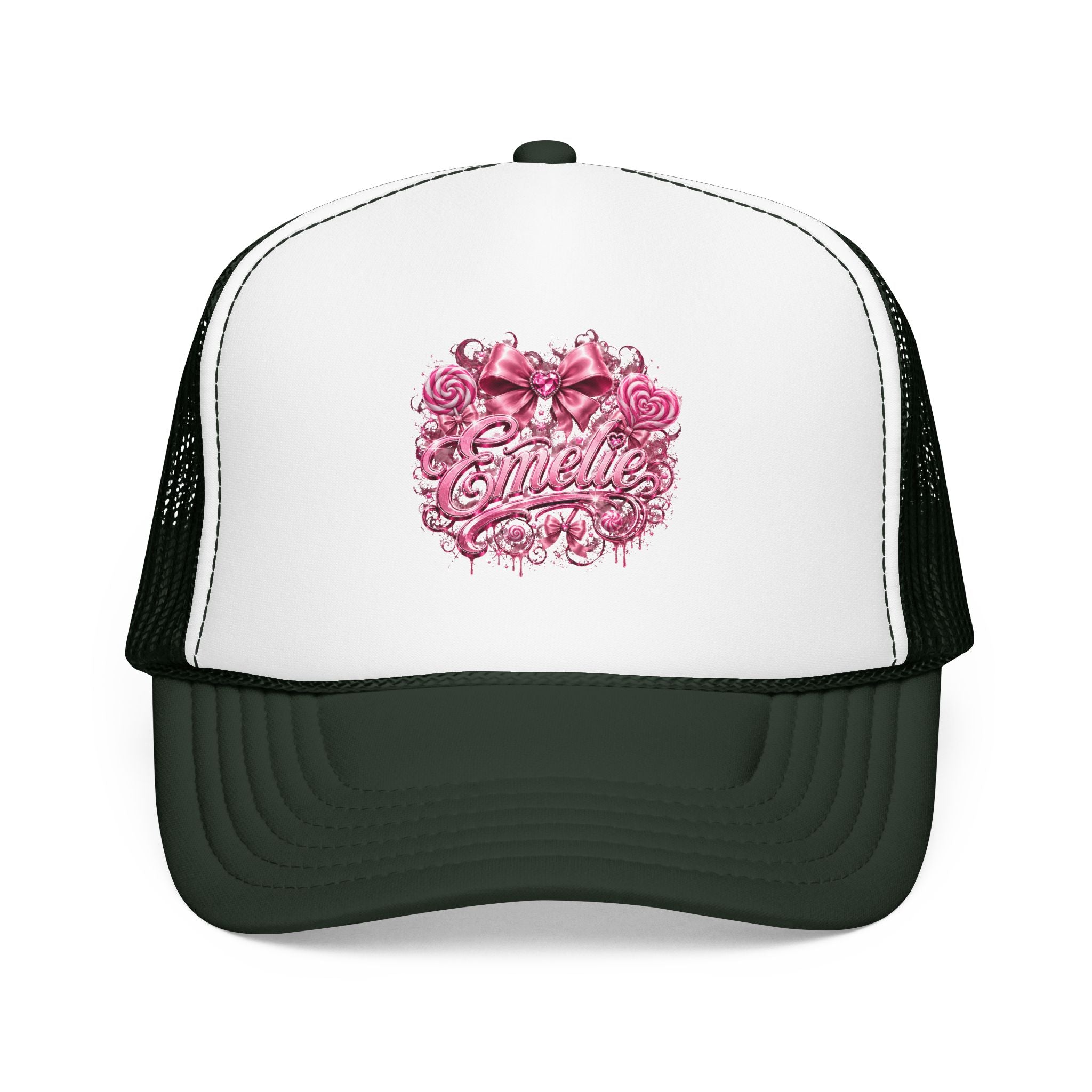 Trucker Hat — Pink Floral 'Enele' Bow Logo