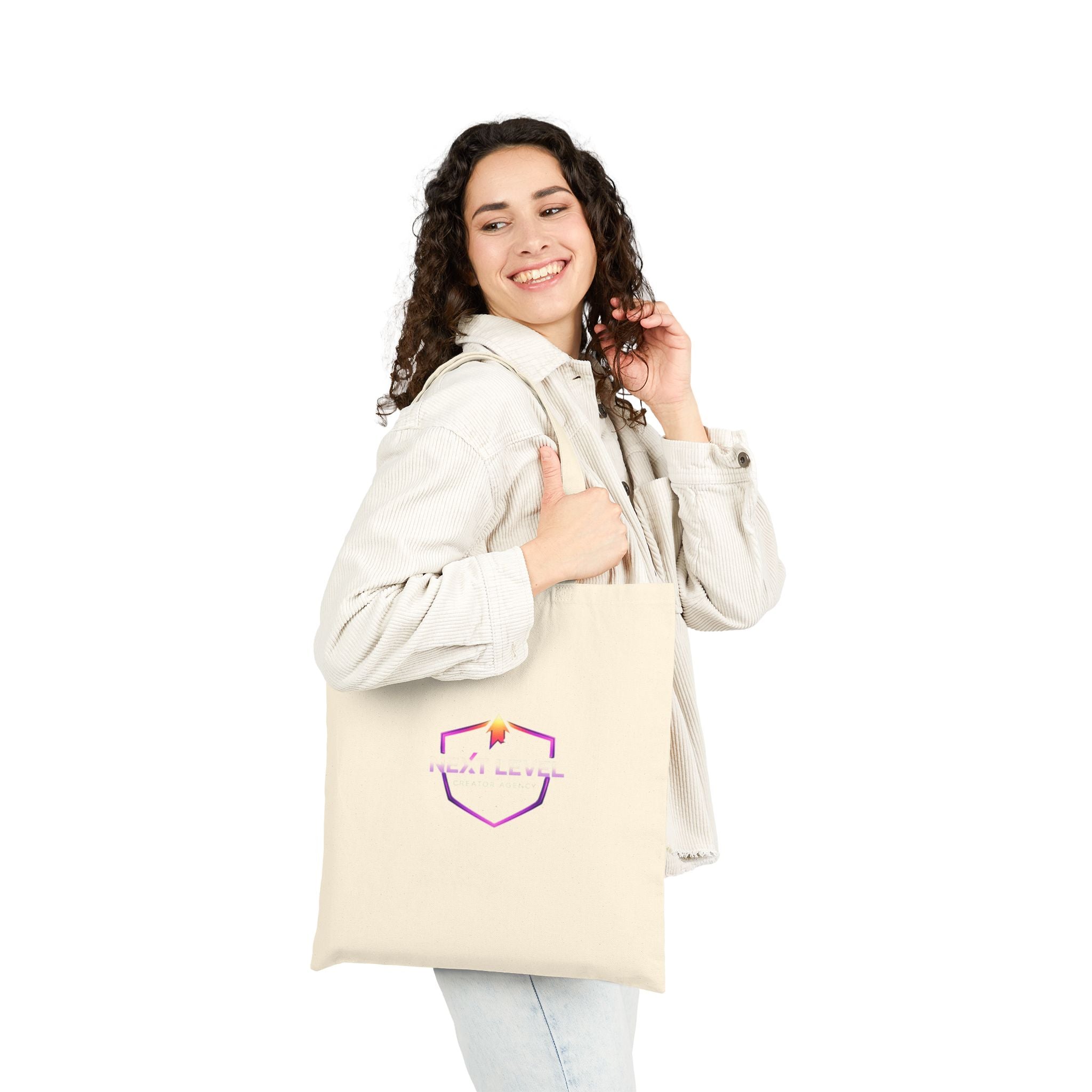 Next Level Tote Bag — Minimal Hexagon Logo with Sunset Accent