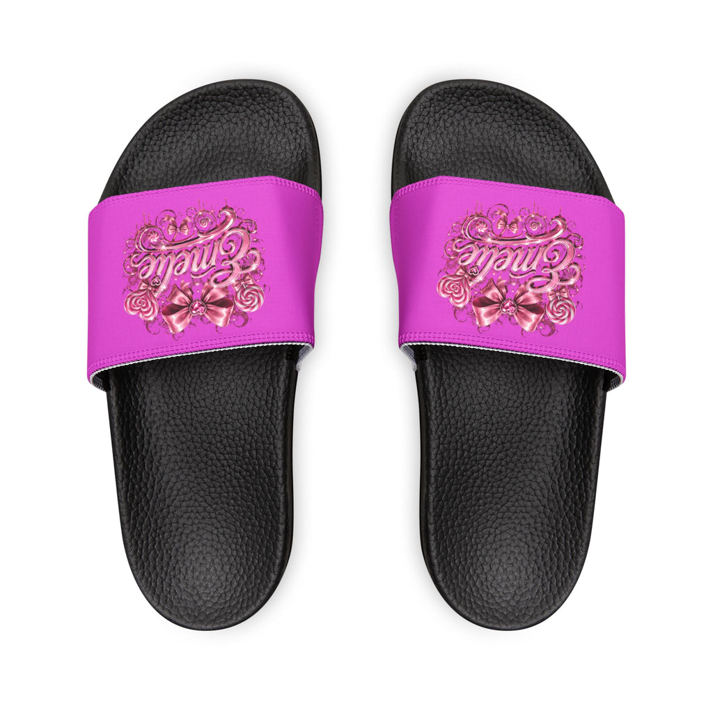 Men's Slide Sandals — Pink Floral 'Epic Mom' Embossed Strap