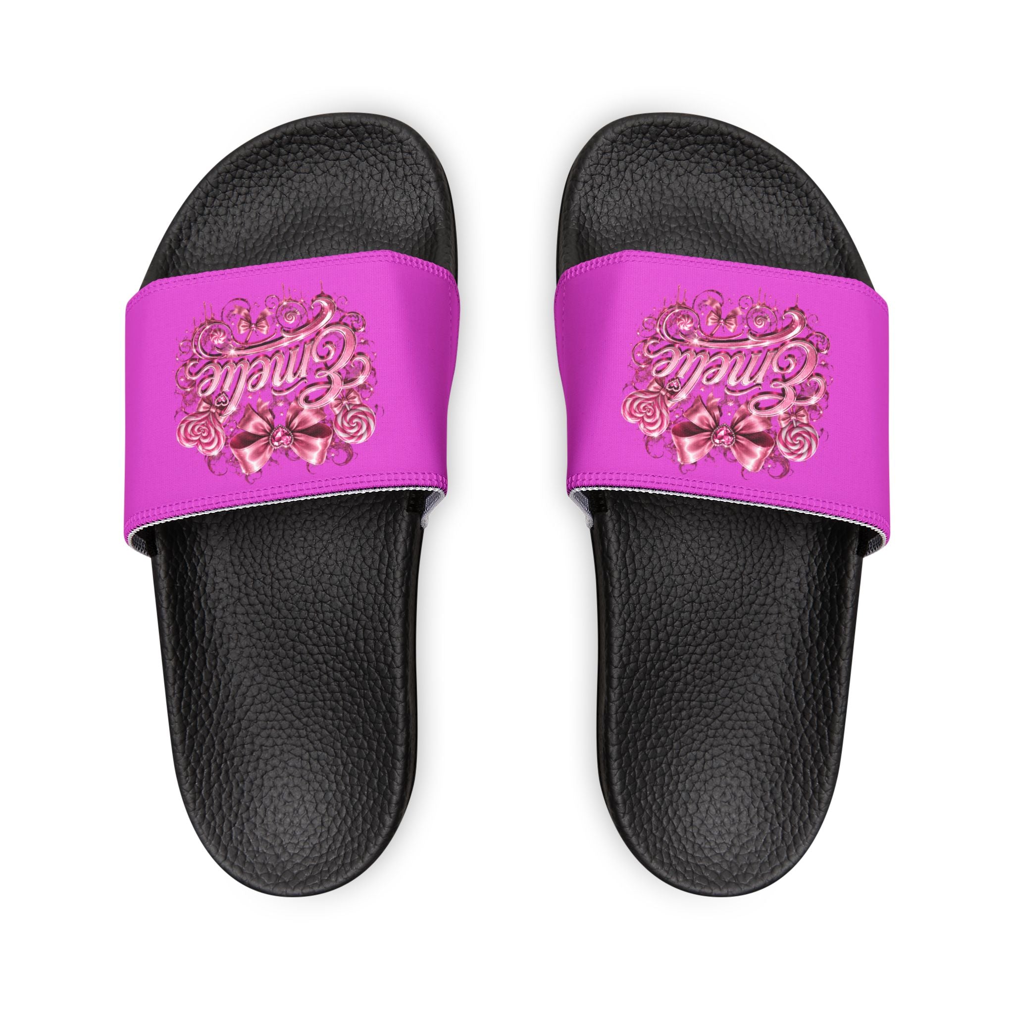 Men's Slide Sandals — Pink Floral 'Epic Mom' Embossed Strap