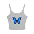 Team Bird Blue Butterfly Tank Top — Women's Spaghetti Strap Crop