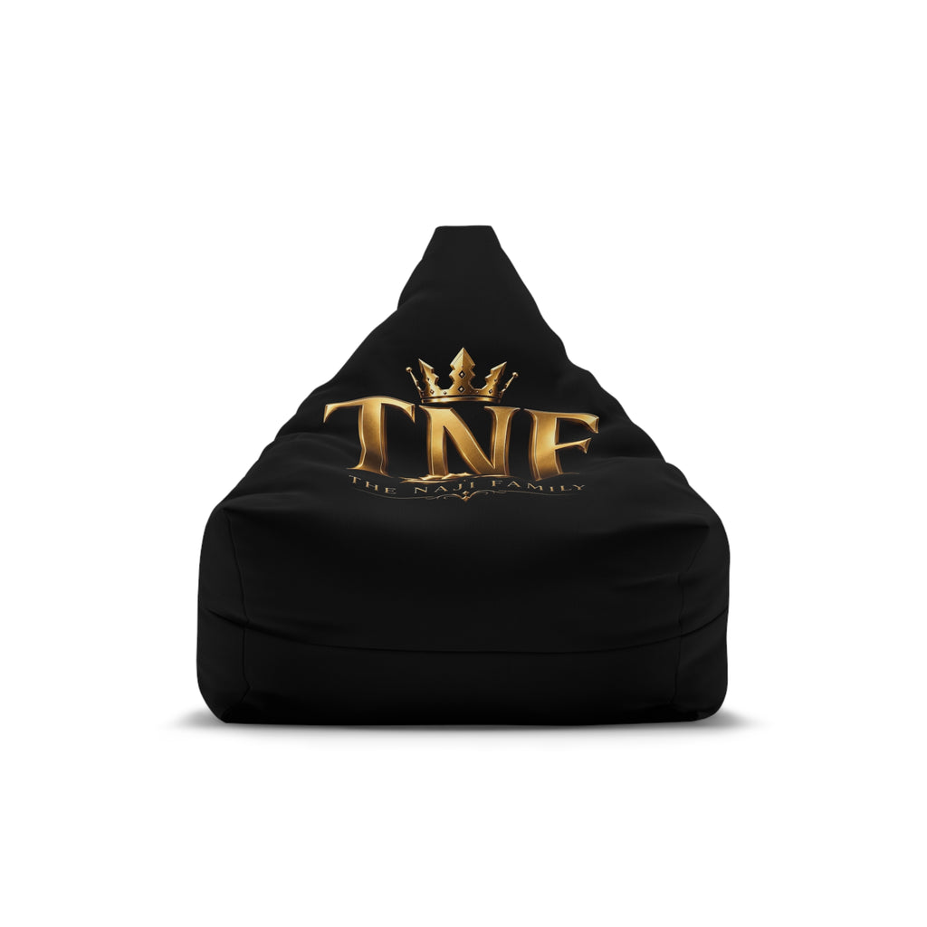 Bean Bag Cover — Black Luxury 'TNF' Gold Crown Accent