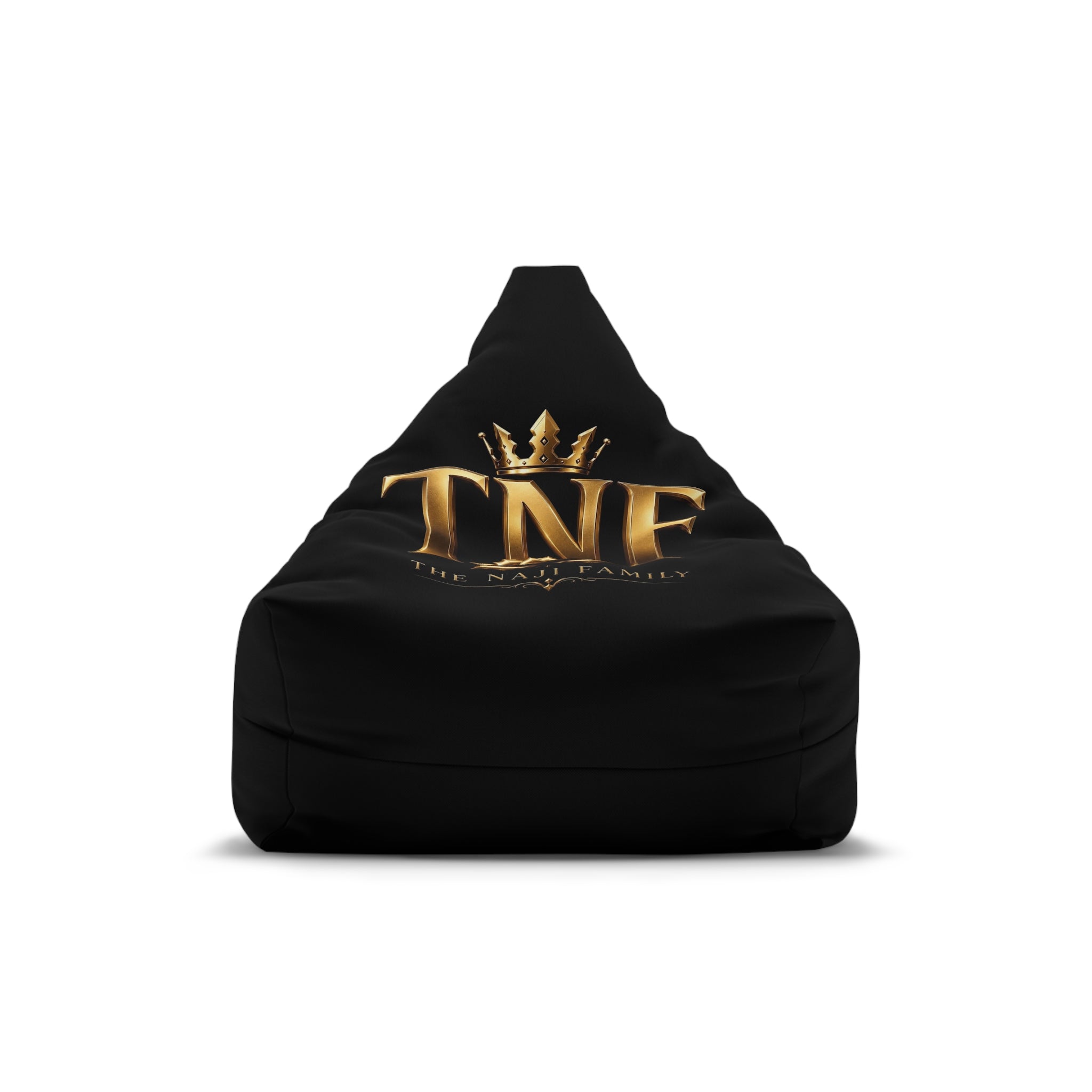 Bean Bag Cover — Black Luxury 'TNF' Gold Crown Accent