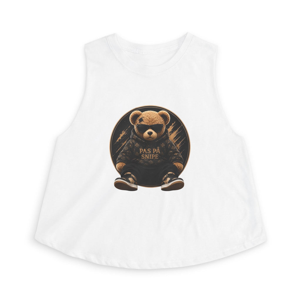 Cute Teddy Bear Graphic Crop Top — "Pas På Snipé" Women's Tank