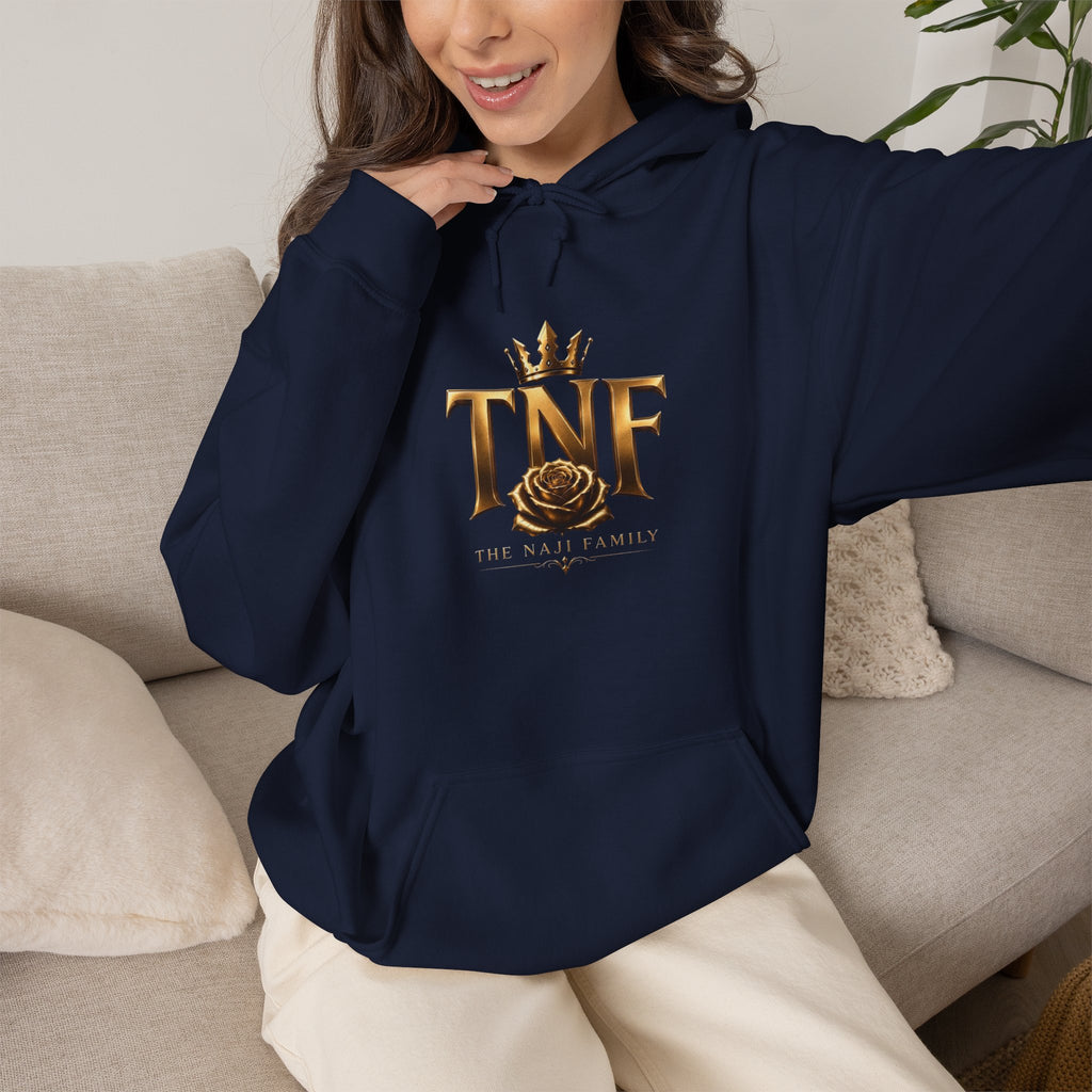 TNF Gold Rose Hoodie — Elegant Crown Logo Pullover