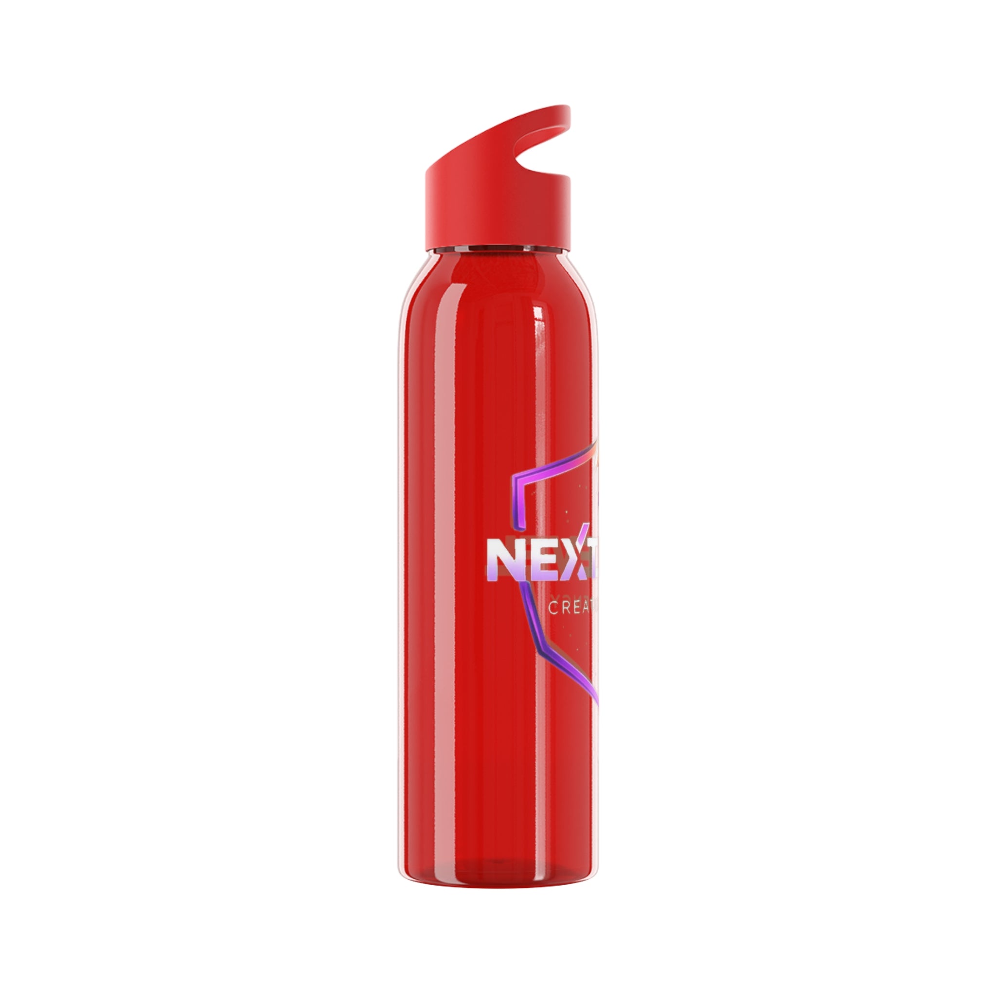Sky Water Bottle — Clear Bottle with Gradient Arrow Logo (Next Level Creator Agency)