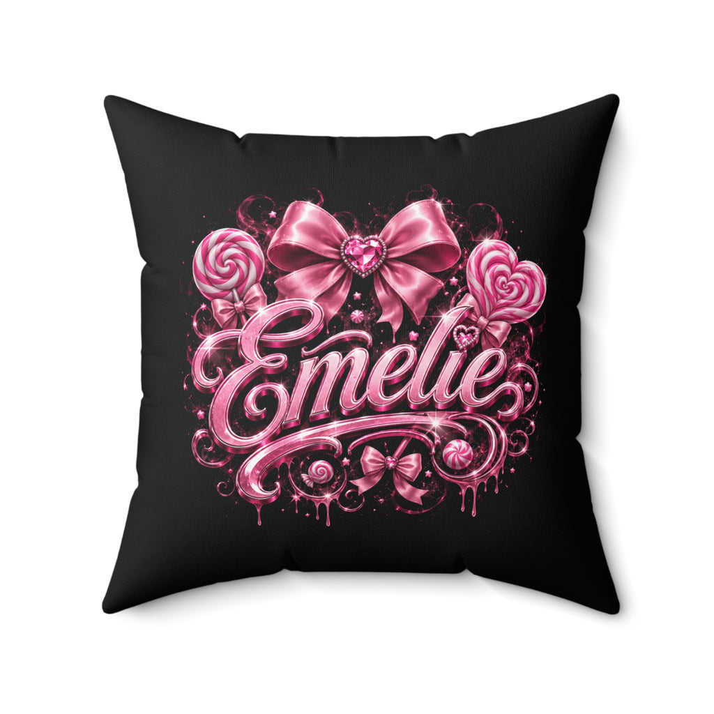 Emelie Pink Ribbon Decorative Throw Pillow
