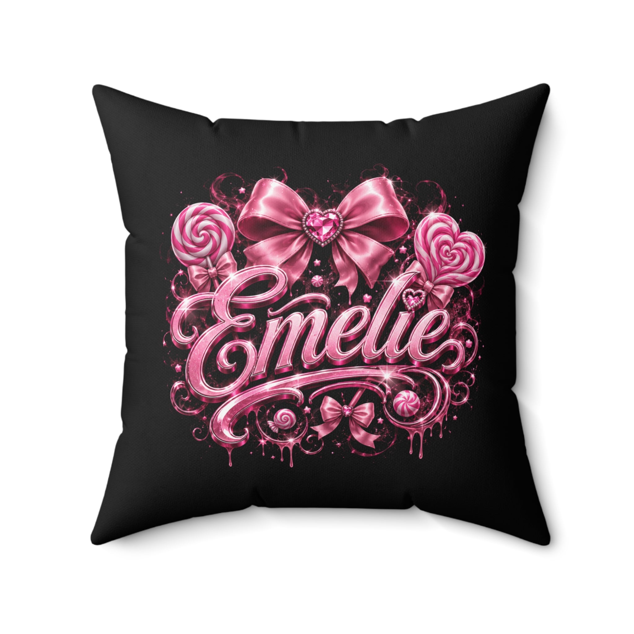 Emelie Pink Ribbon Decorative Throw Pillow
