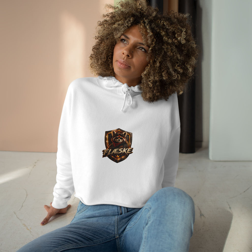 Raccoon Shield Crop Hoodie — Flaeske Gamer Logo Cropped Hoodie