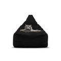 Tiger Graphic Bean Bag Cover — Black Lounge Chair Slipcover with Relaxed White Tiger Print