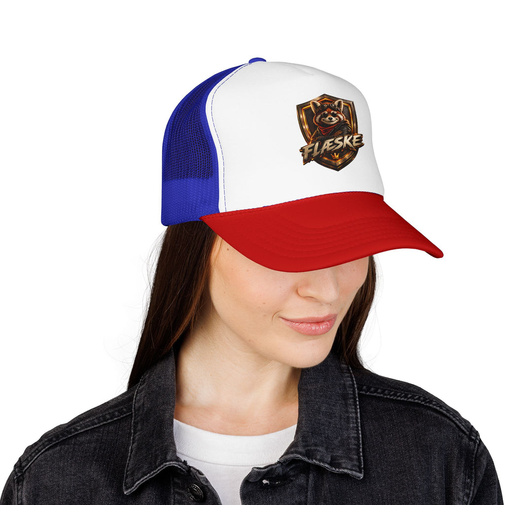 Ember Raccoon Shield Trucker Hat