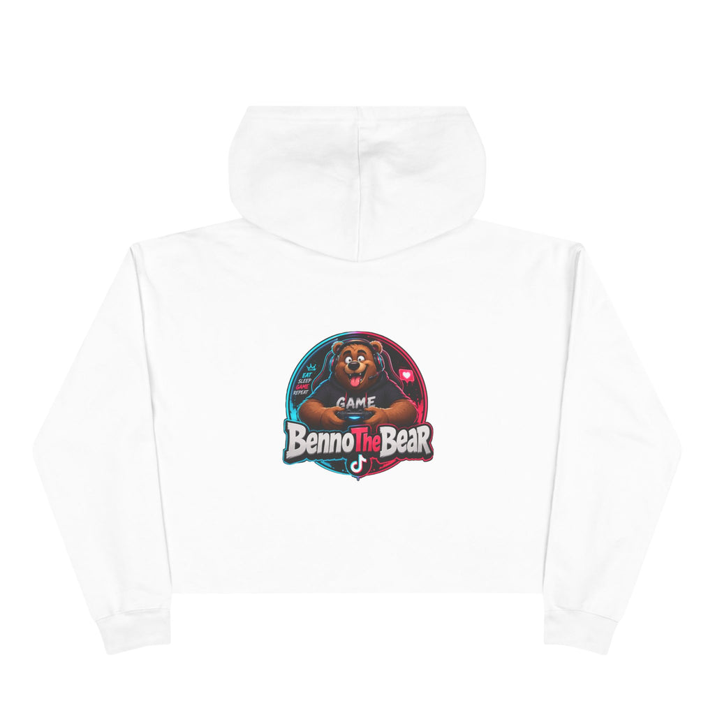 Benno The Bear Crop Hoodie — Cute Gamer Bear Logo Cropped Hoodie