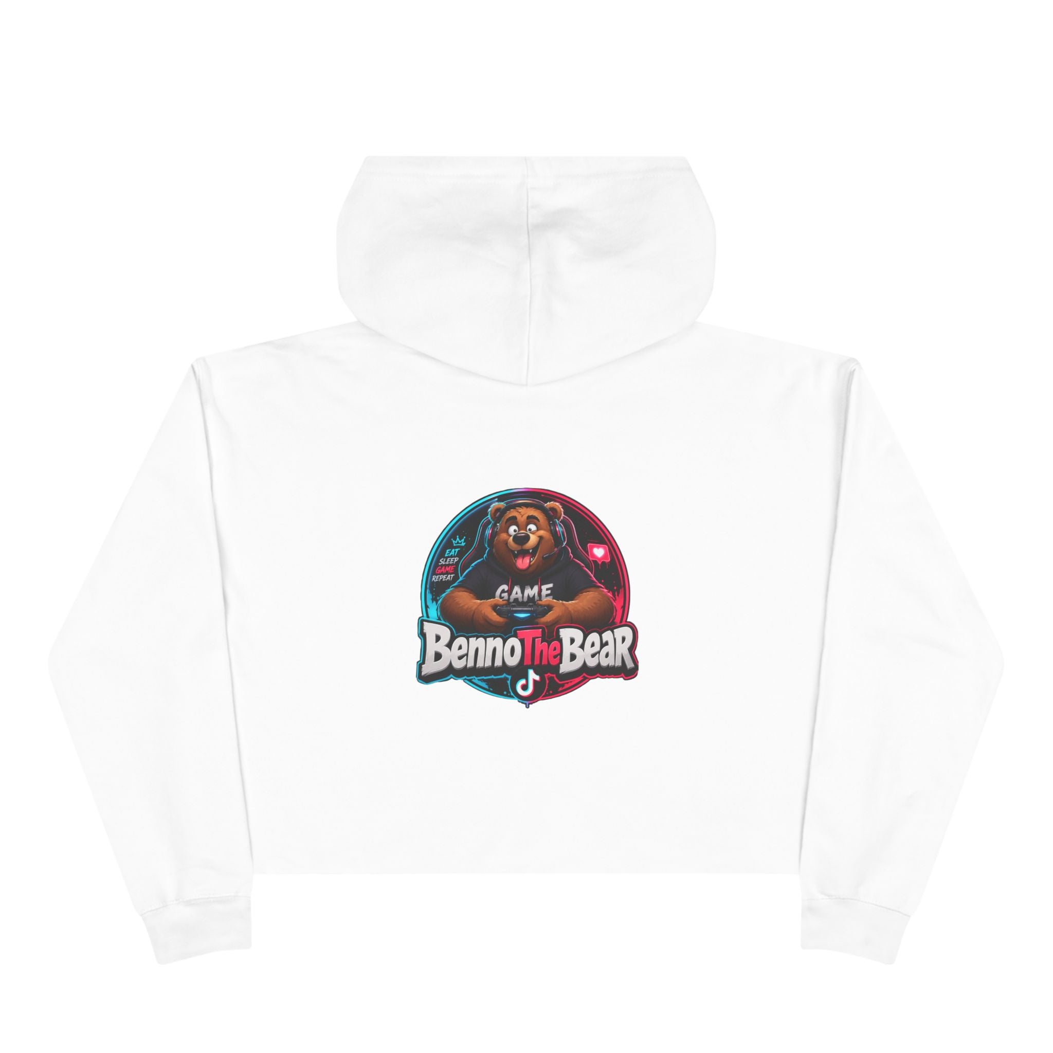 Benno The Bear Crop Hoodie — Cute Gamer Bear Logo Cropped Hoodie