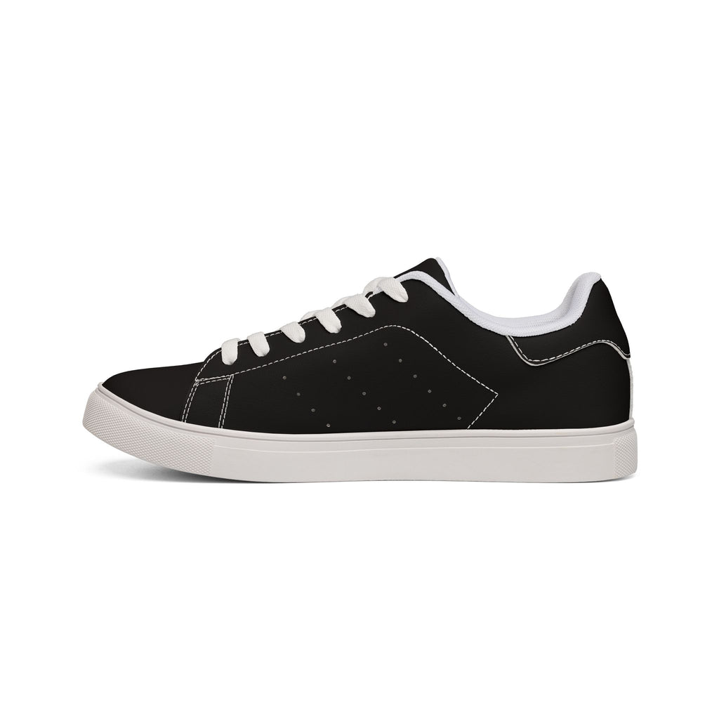 Men's Low-Top Leather Sneakers — Classic Black Casual Trainers