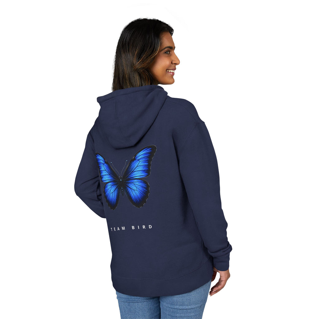 Butterfly Graphic Hoodie — "Team Bird" Blue Wing Pullover