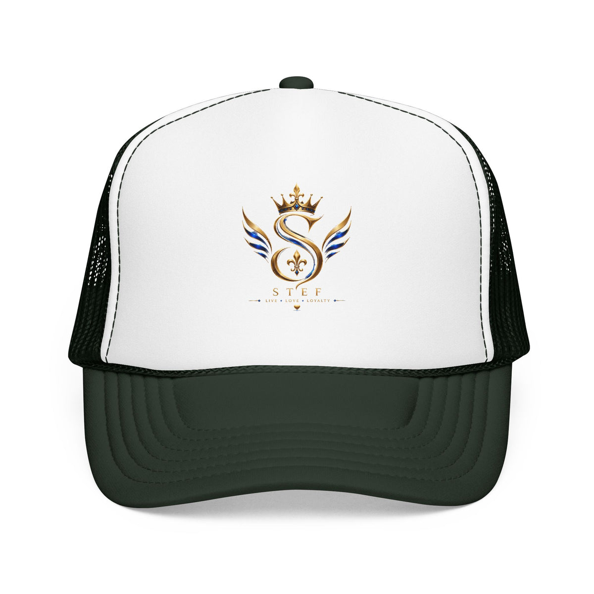 Embroidered Royal S Crest Trucker Hat – Gold Crown & Wings Foam Cap