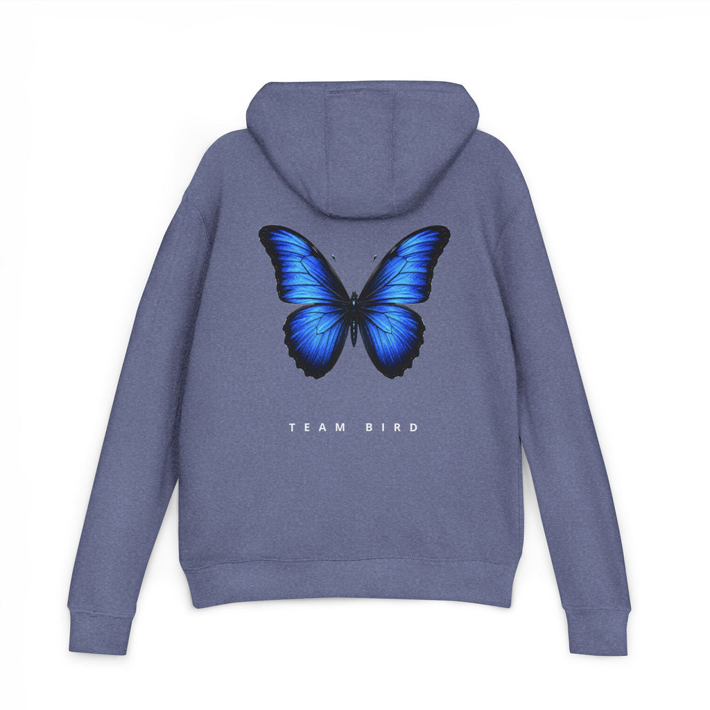Butterfly Graphic Hoodie — "Team Bird" Blue Wing Pullover