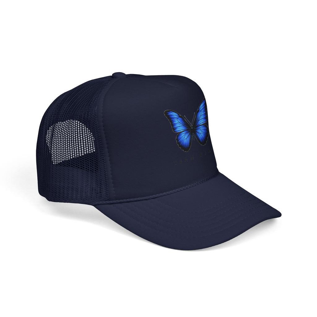 Blue Butterfly Trucker Hat — Vibrant Monarch-Inspired Foam Cap