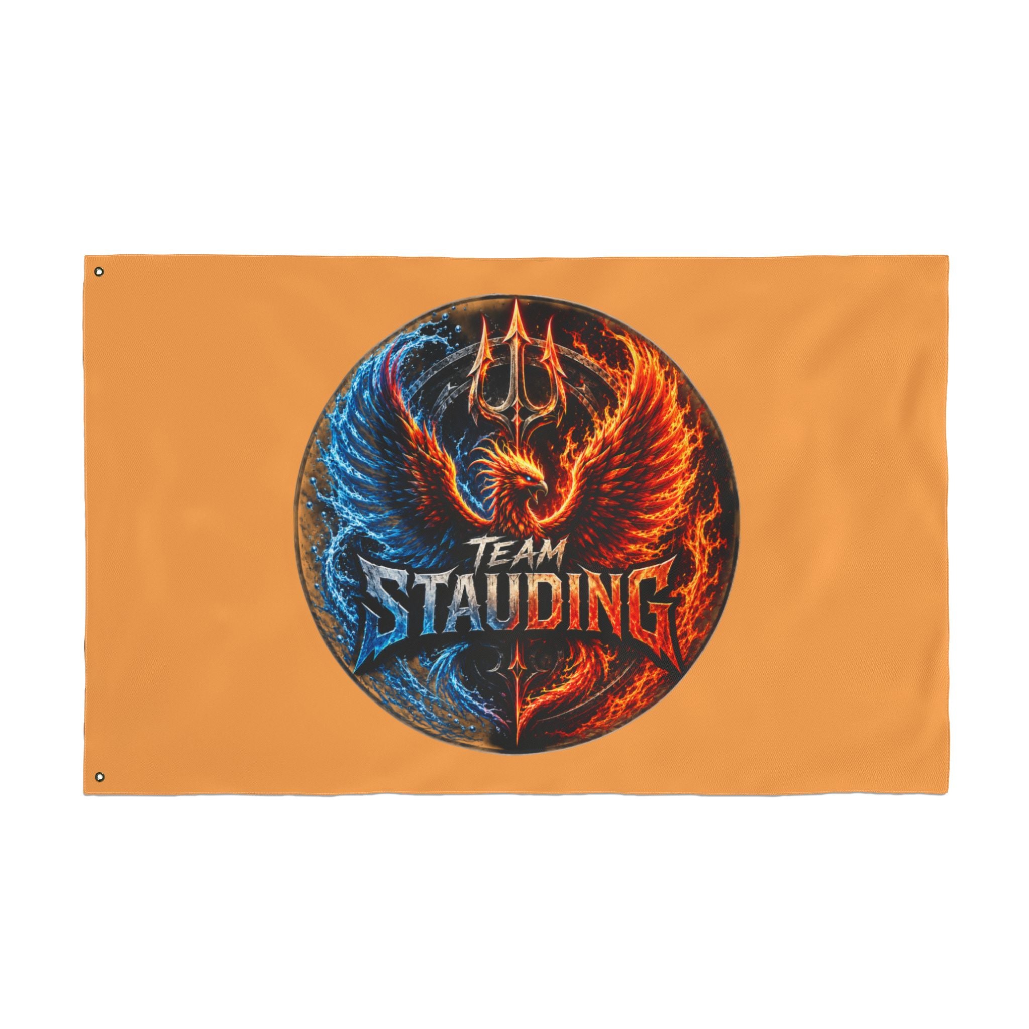 Team Stauding Double-Sided Flag — Fiery Phoenix Logo Outdoor Banner